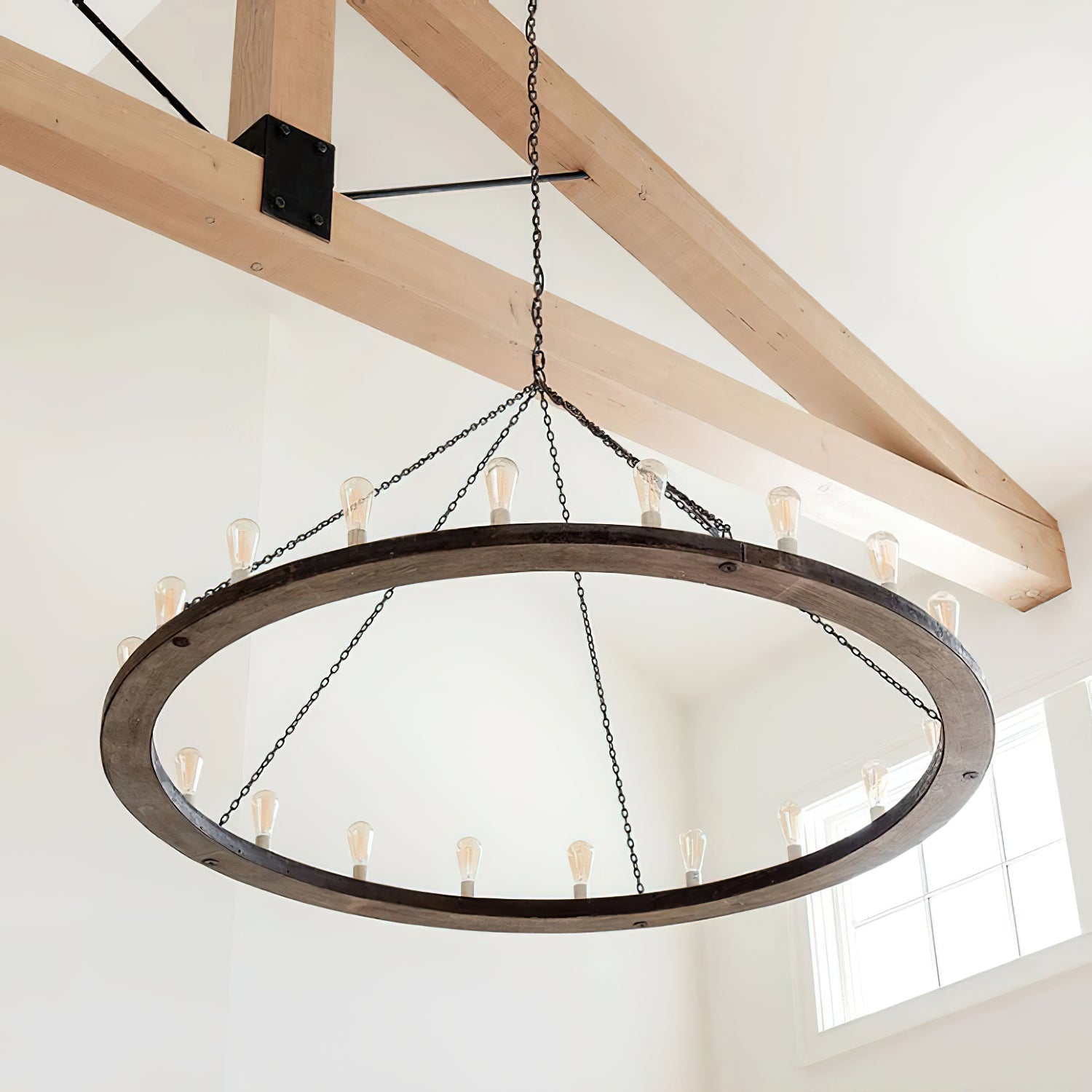 Armirila Vintage Industrieller Holz-Kronleuchter-Letslighting