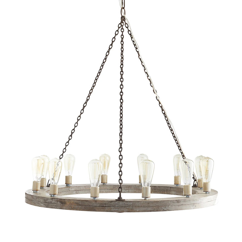 Armirila Vintage Industrieller Holz-Kronleuchter-Letslighting
