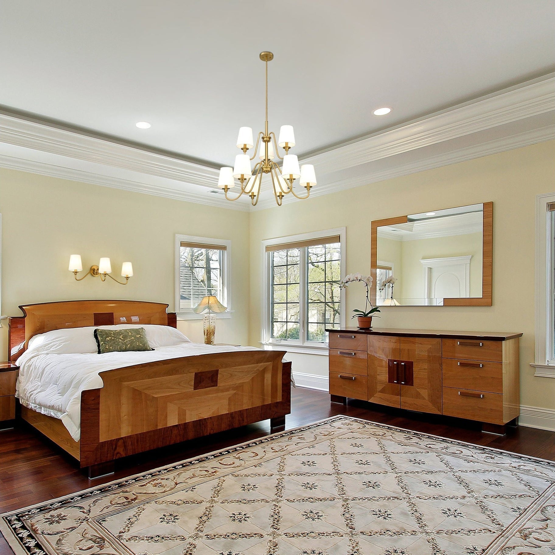 Vavenus Vintage Industrial Brass Fabric Chandelier - Letslighting