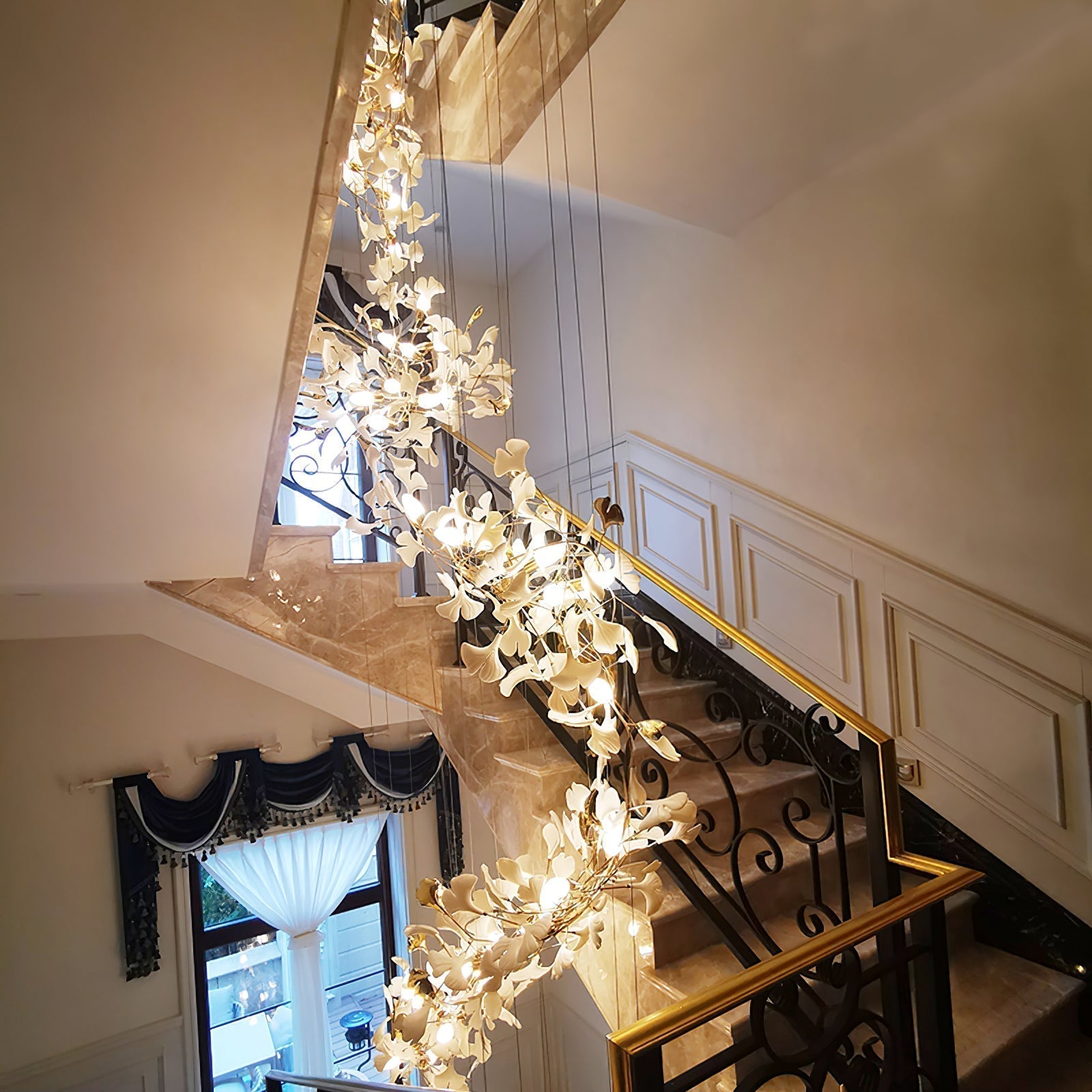Olivia Keramik Gingko Blatt Kronleuchter-Letslighting