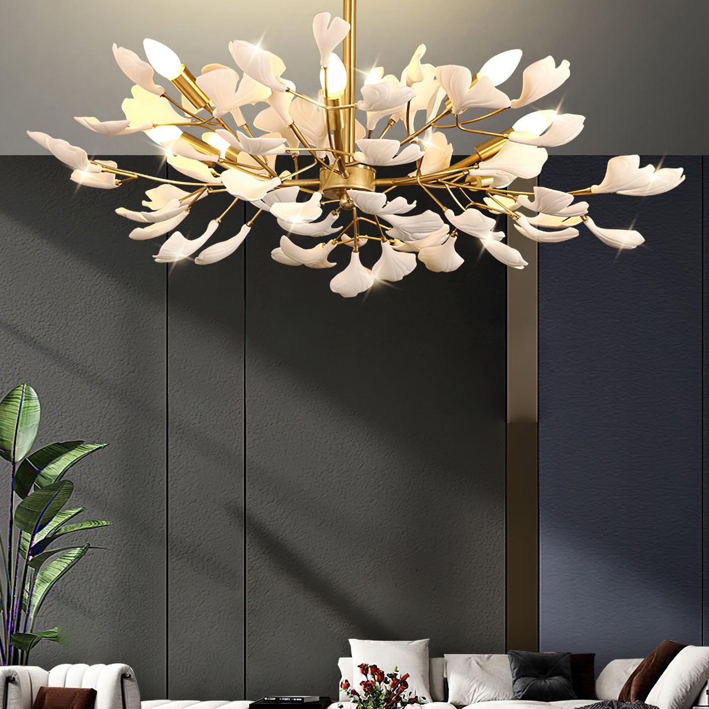 Olivia Keramik Ginkgo Kronleuchter Firefly Design-Letslighting