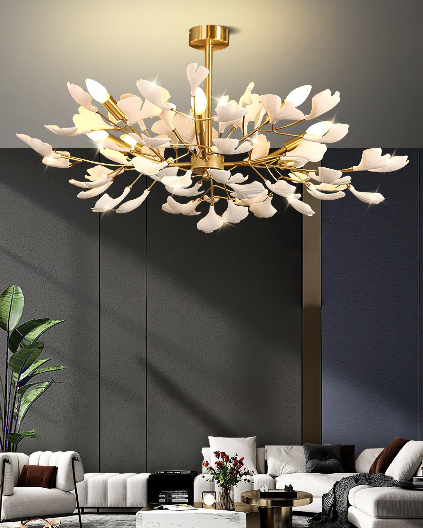 Olivia Keramik Ginkgo Kronleuchter Firefly Design-Letslighting