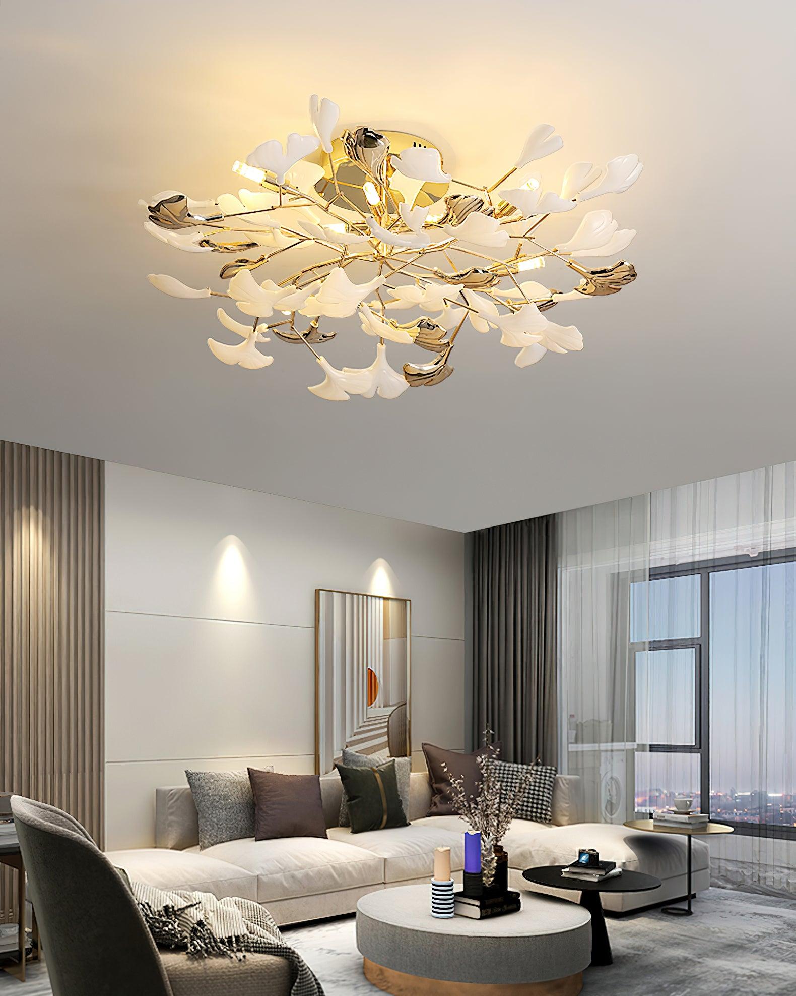 Artheel Premium Nordisch Kunst Gingko Drehend Keramik Deckenleuchte-Letslighting