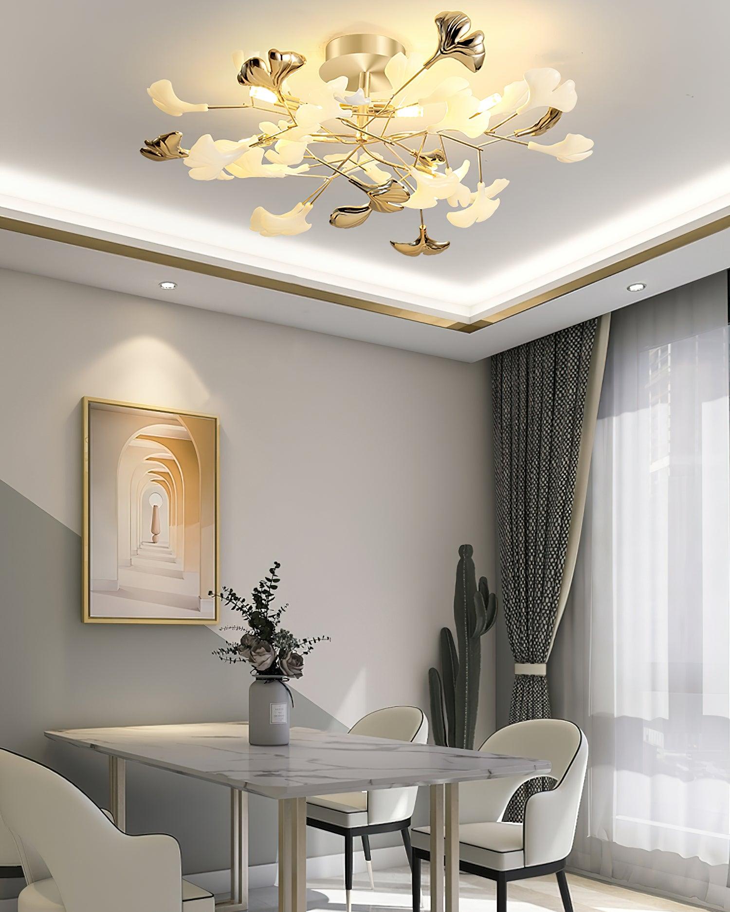 Artheel Premium Nordisch Kunst Gingko Drehend Keramik Deckenleuchte-Letslighting