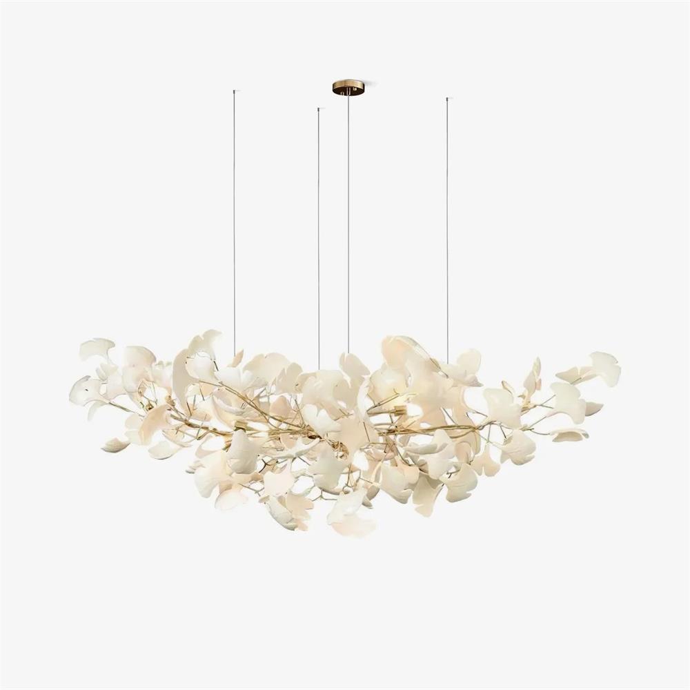 Chandelier White Ceramic Ginkgo Petals Gold - Letslighting