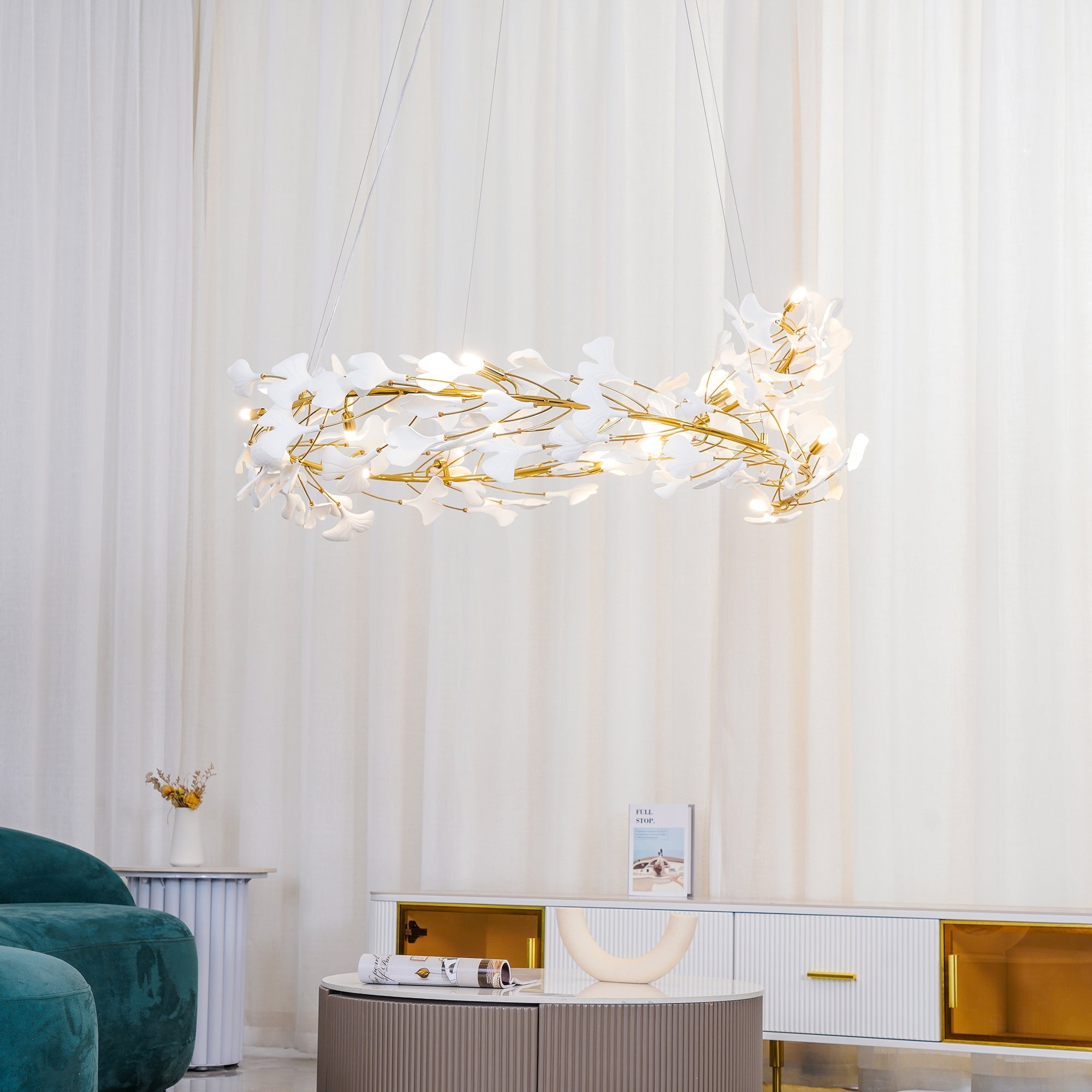 Olivia  Ring   Runde Kronleuchter Moderner gold LED  Keramik