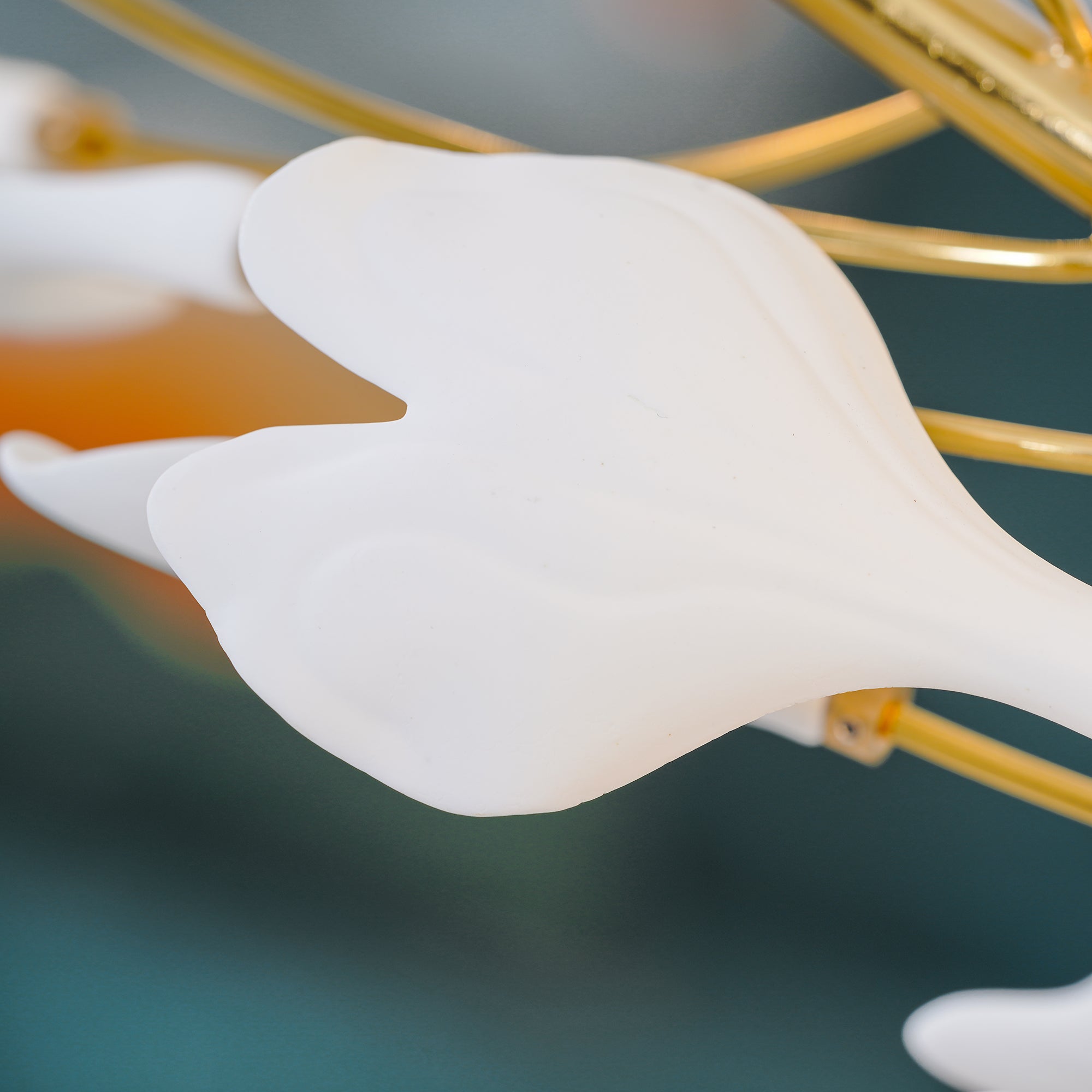 Lustra Lampe Pendante Gingko Porcelaine Feuilles Or-Letslighting