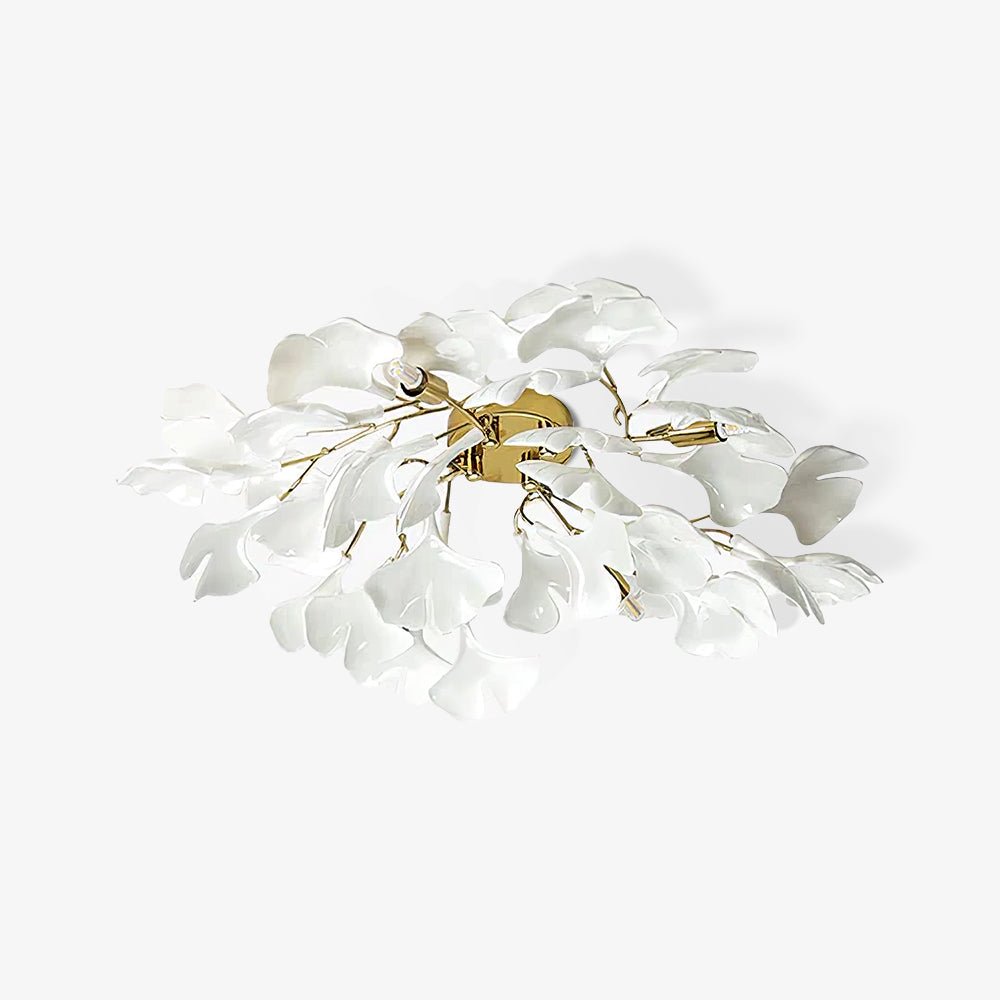 Solara Deckenleuchte Gingkoblätter mit Messingzweig-Letslighting