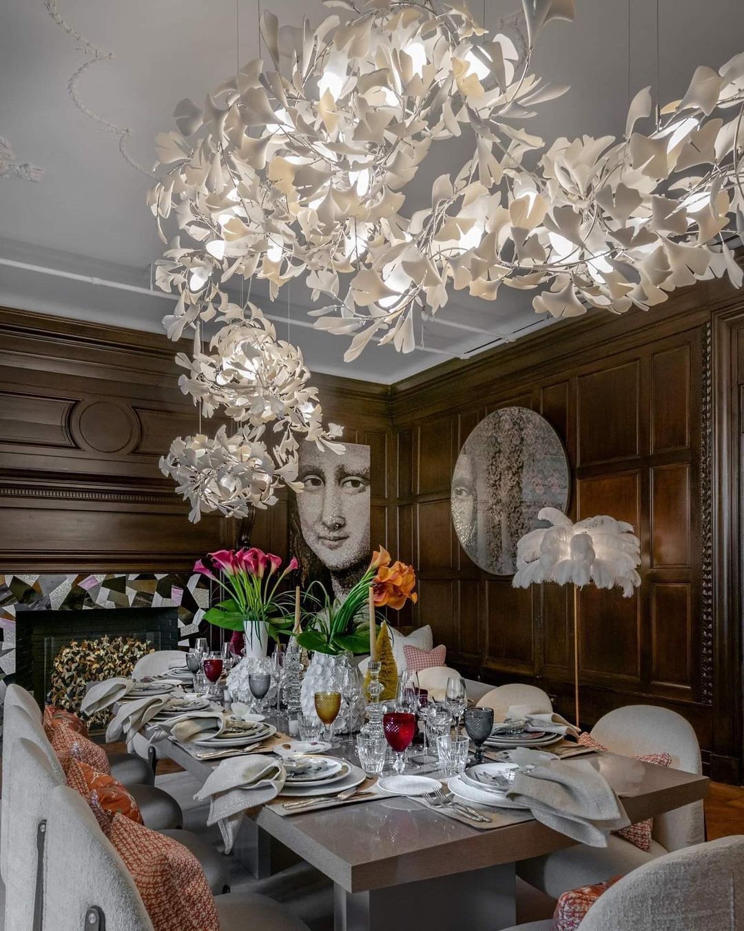Olivia Keramik Gingko Blatt Kronleuchter-Letslighting