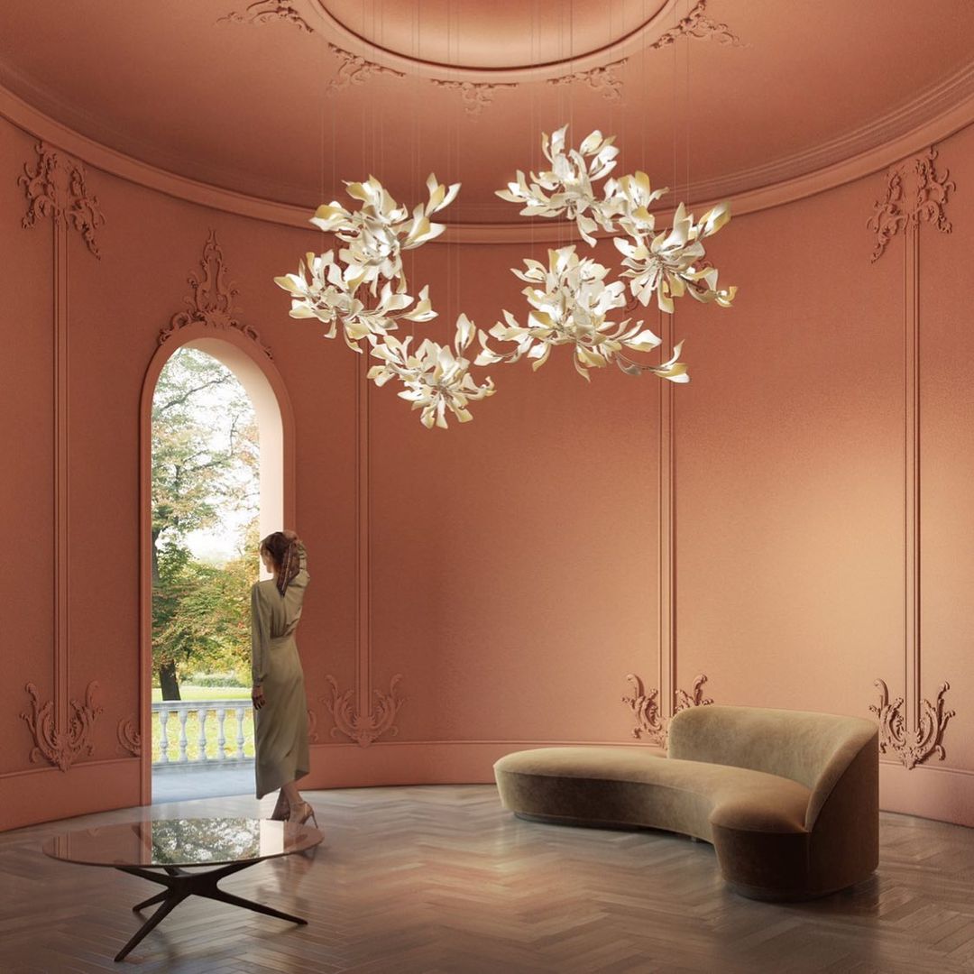 Olivia Keramik Gingko Blatt Kronleuchter-Letslighting