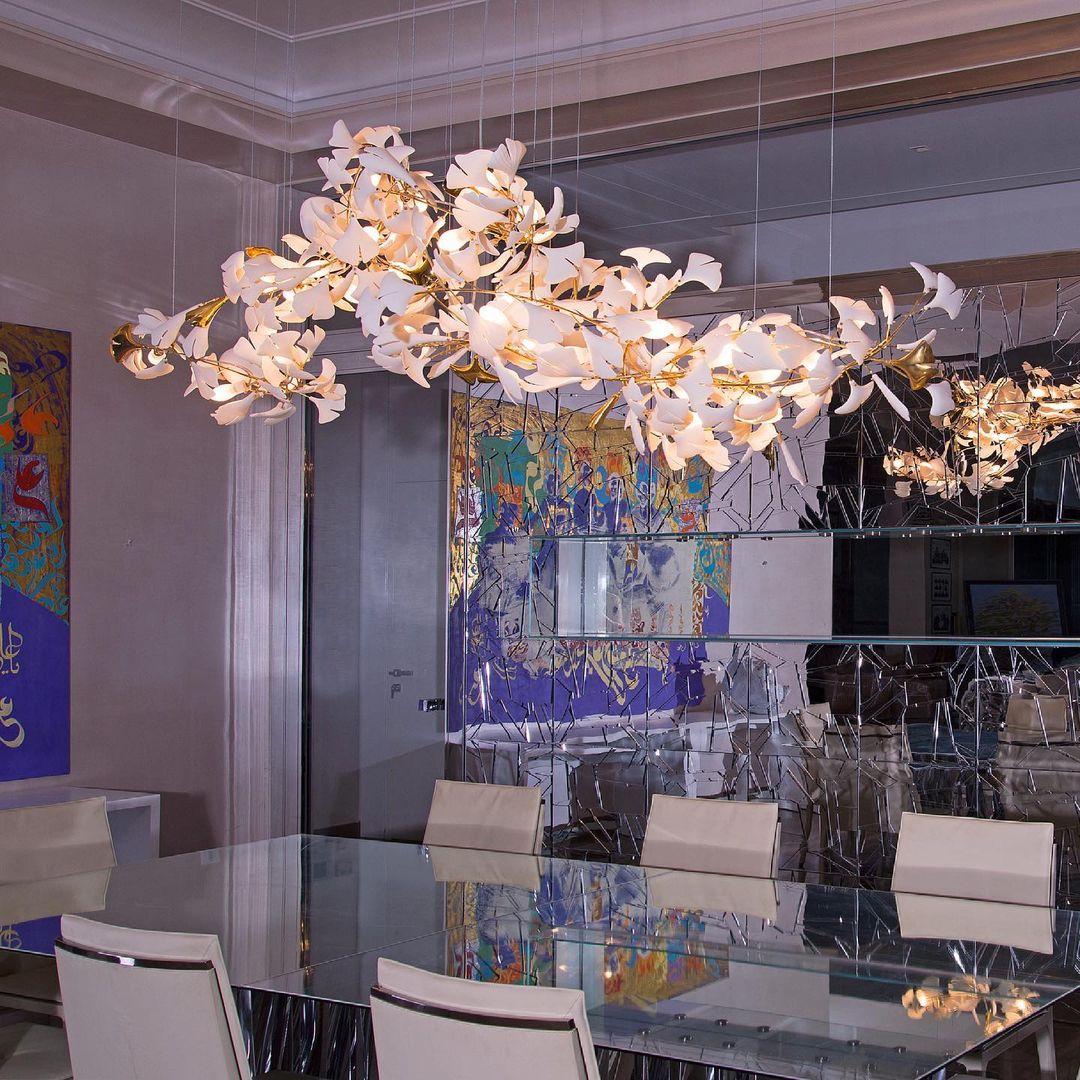 Olivia Keramik Gingko Blatt Kronleuchter-Letslighting