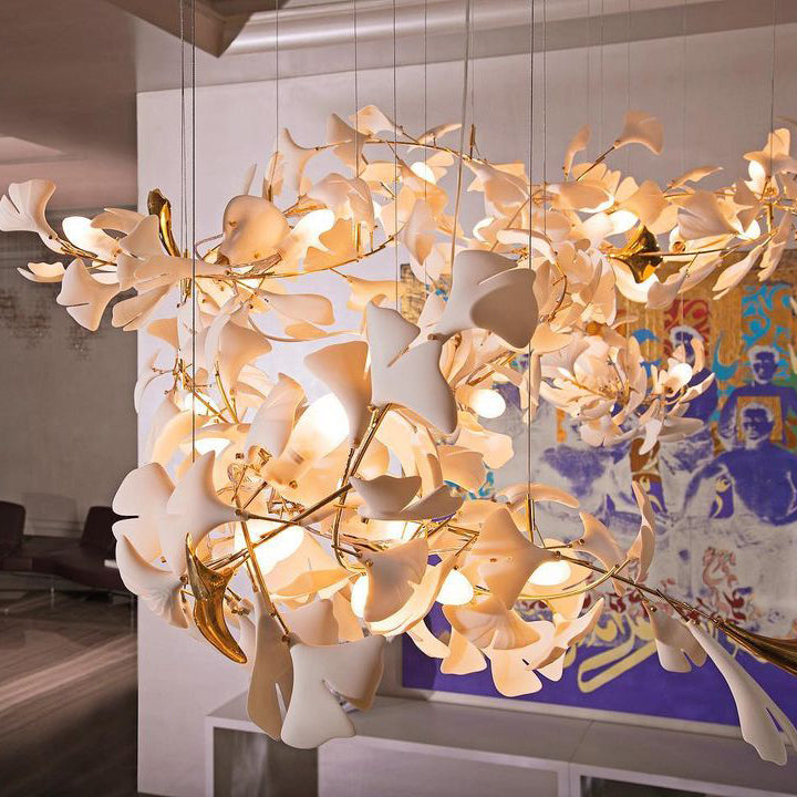 Olivia Keramik Gingko Blatt Kronleuchter-Letslighting