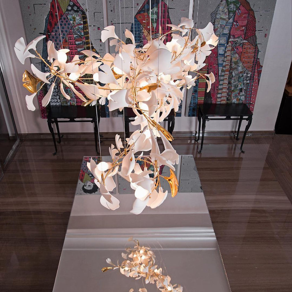 Olivia Keramik Gingko Blatt Kronleuchter-Letslighting