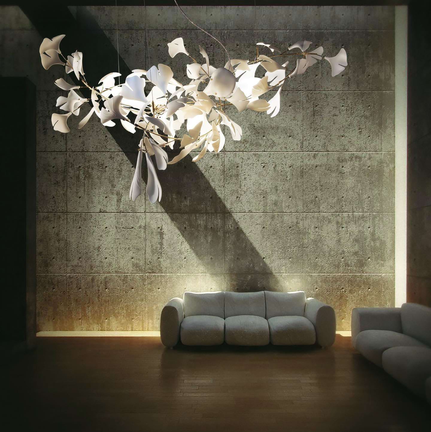 Olivia Keramik Gingko Blatt Kronleuchter-Letslighting