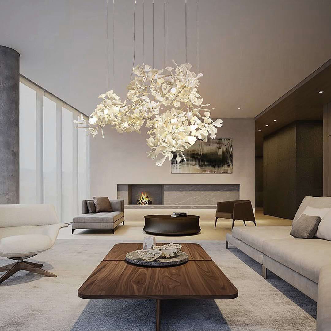 Olivia Keramik Gingko Blatt Kronleuchter-Letslighting