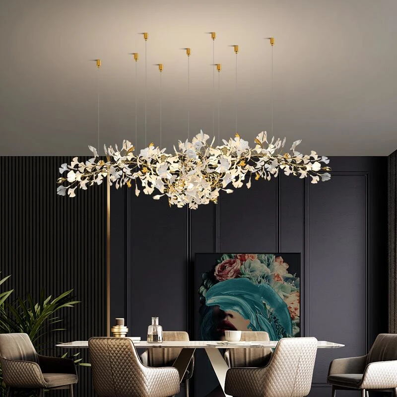 Olivia Keramik Gingko Blatt Kronleuchter-Letslighting