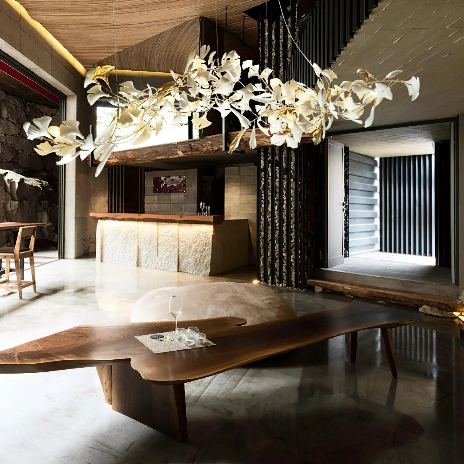 Olivia Keramik Gingko Blatt Kronleuchter-Letslighting