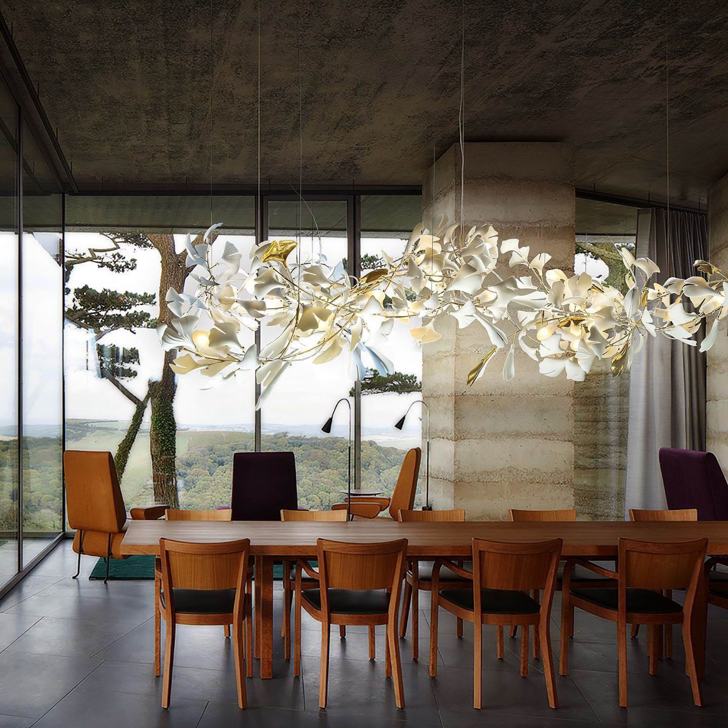 Olivia Keramik Gingko Blatt Kronleuchter-Letslighting