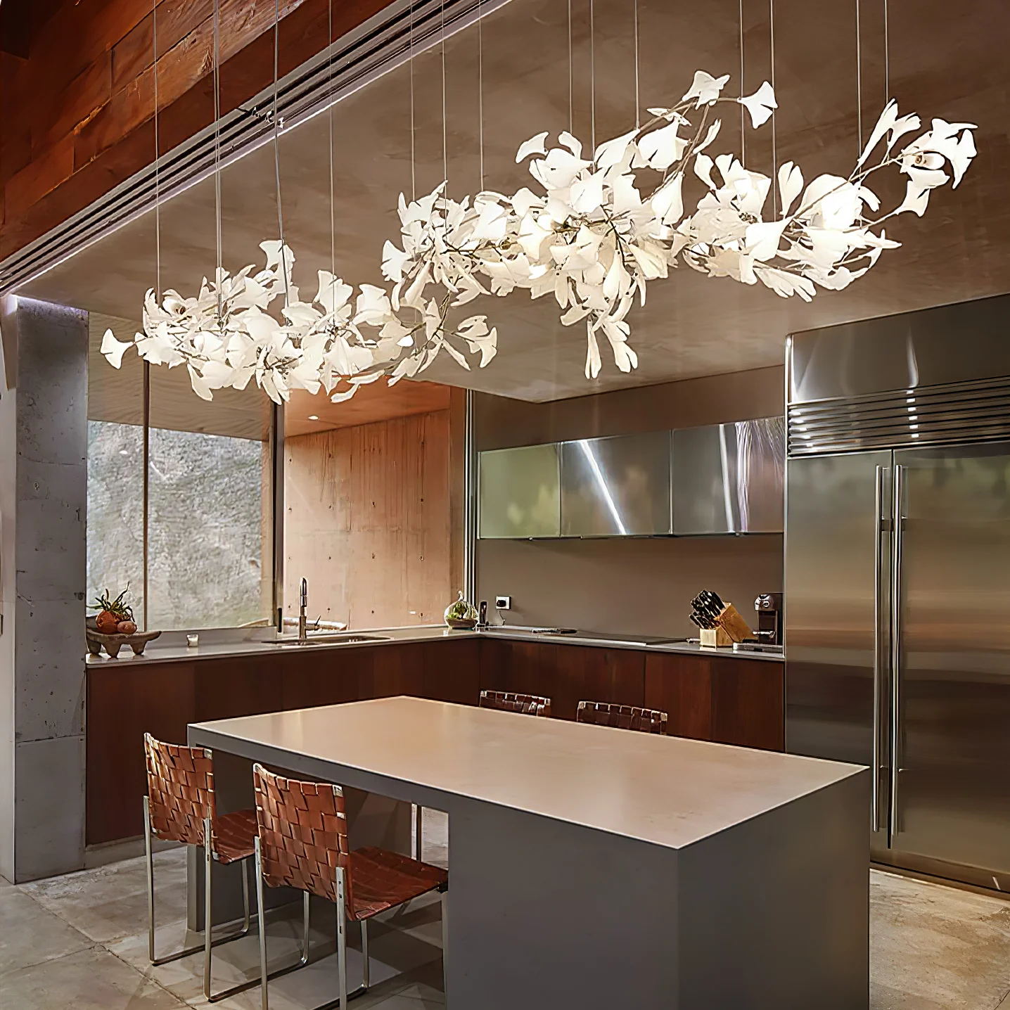 Olivia Keramik Gingko Blatt Kronleuchter-Letslighting