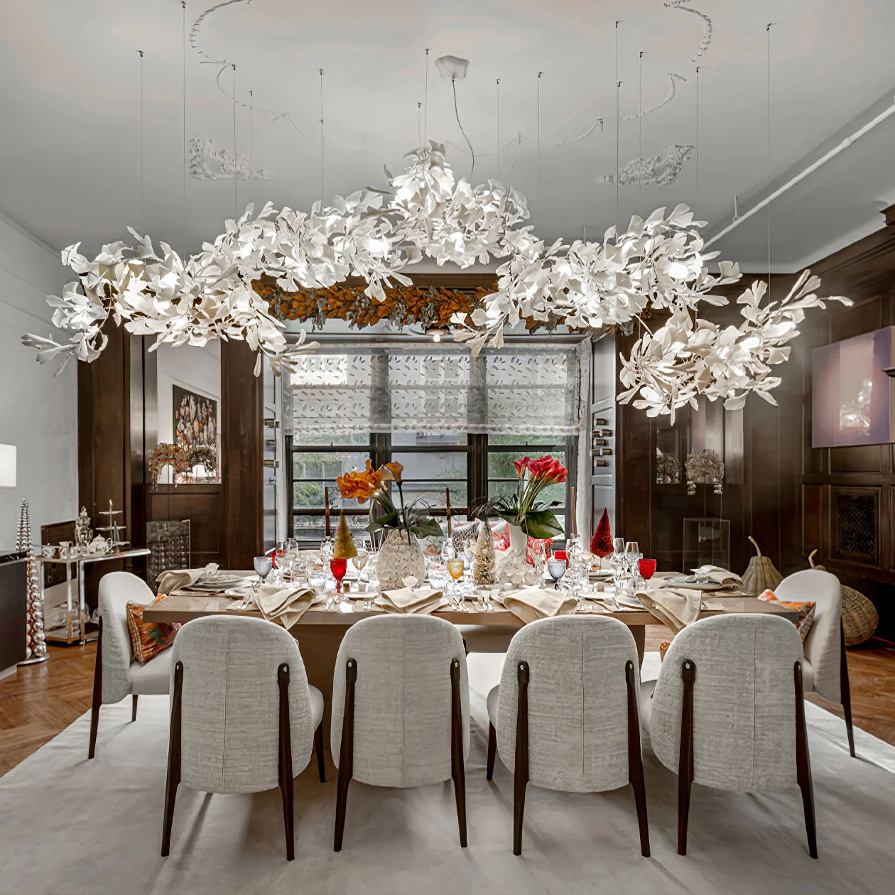Olivia Keramik Gingko Blatt Kronleuchter-Letslighting