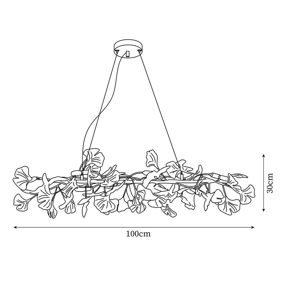 Chandelier Metal Frame Ceramic Gingko White Gold Shade Modern Art - Letslighting