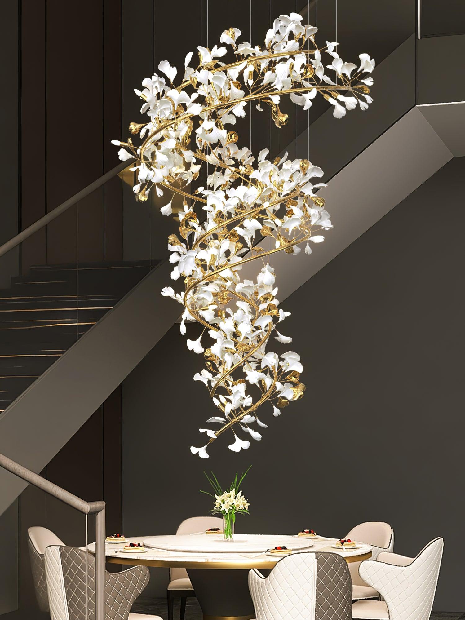 Eloria Cascading Floral Spiral Chandelier - Letslighting