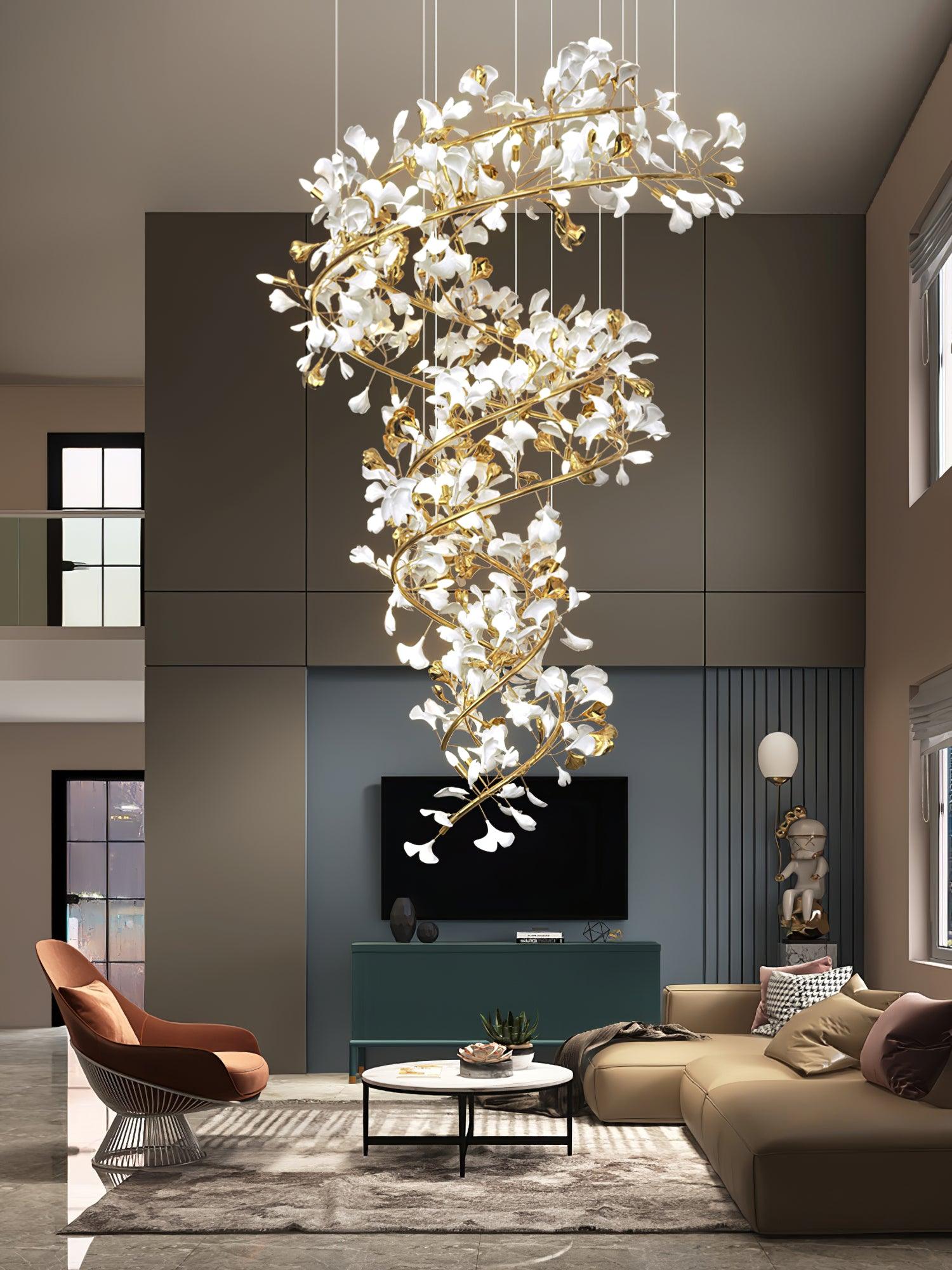 Eloria Cascading Floral Spiral Chandelier - Letslighting