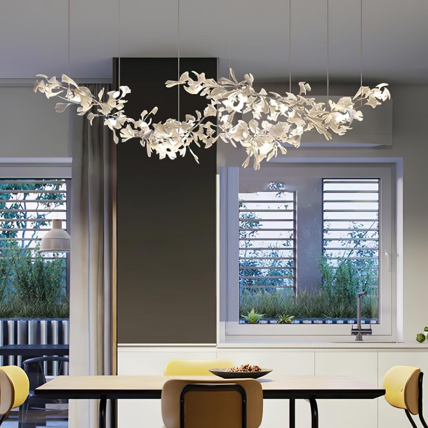 Olivia Keramik Ginkgo Kronleuchter Doppelstock Kombination-Letslighting