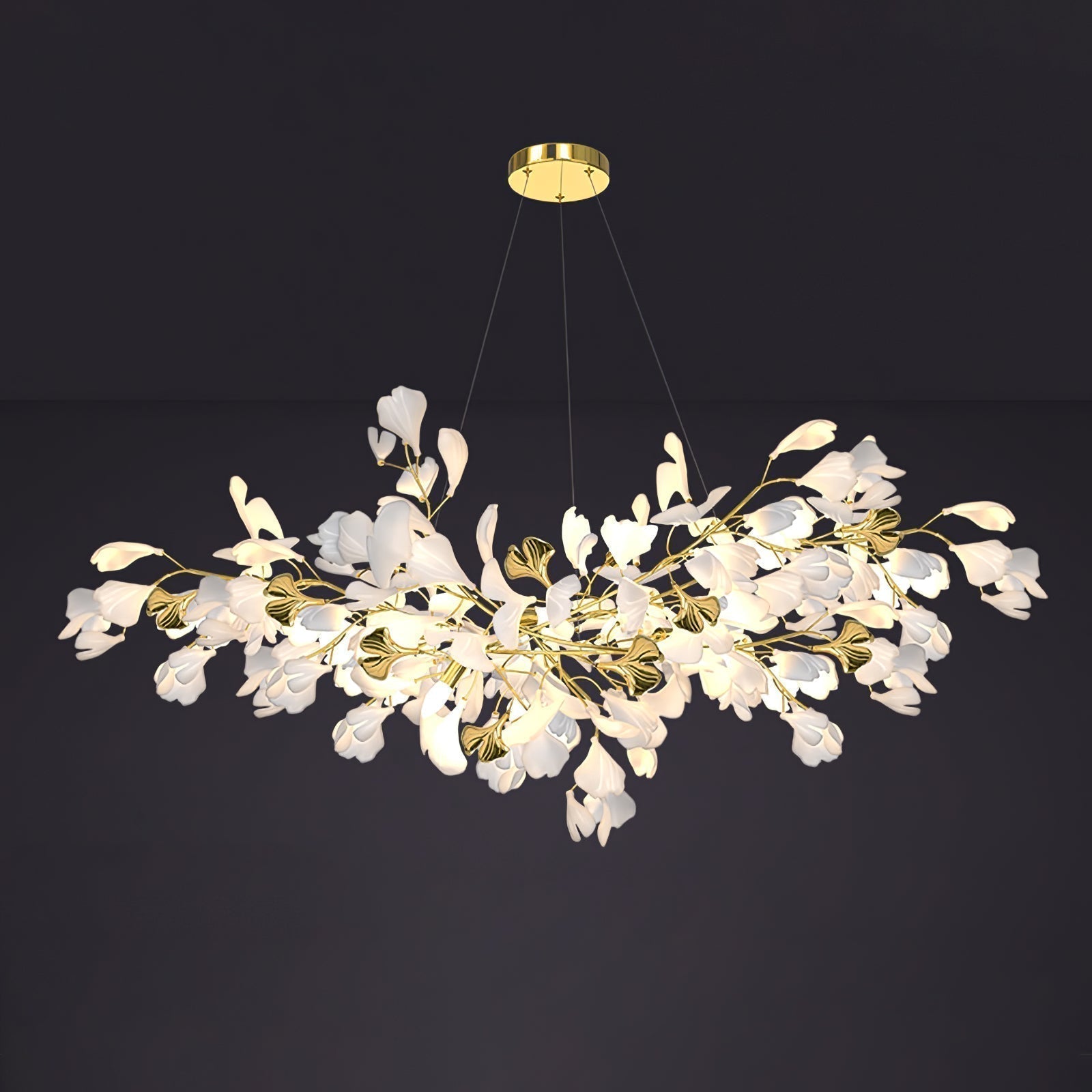 Olivia Kronleuchter Keramik Ginkgo Luxus-Letslighting