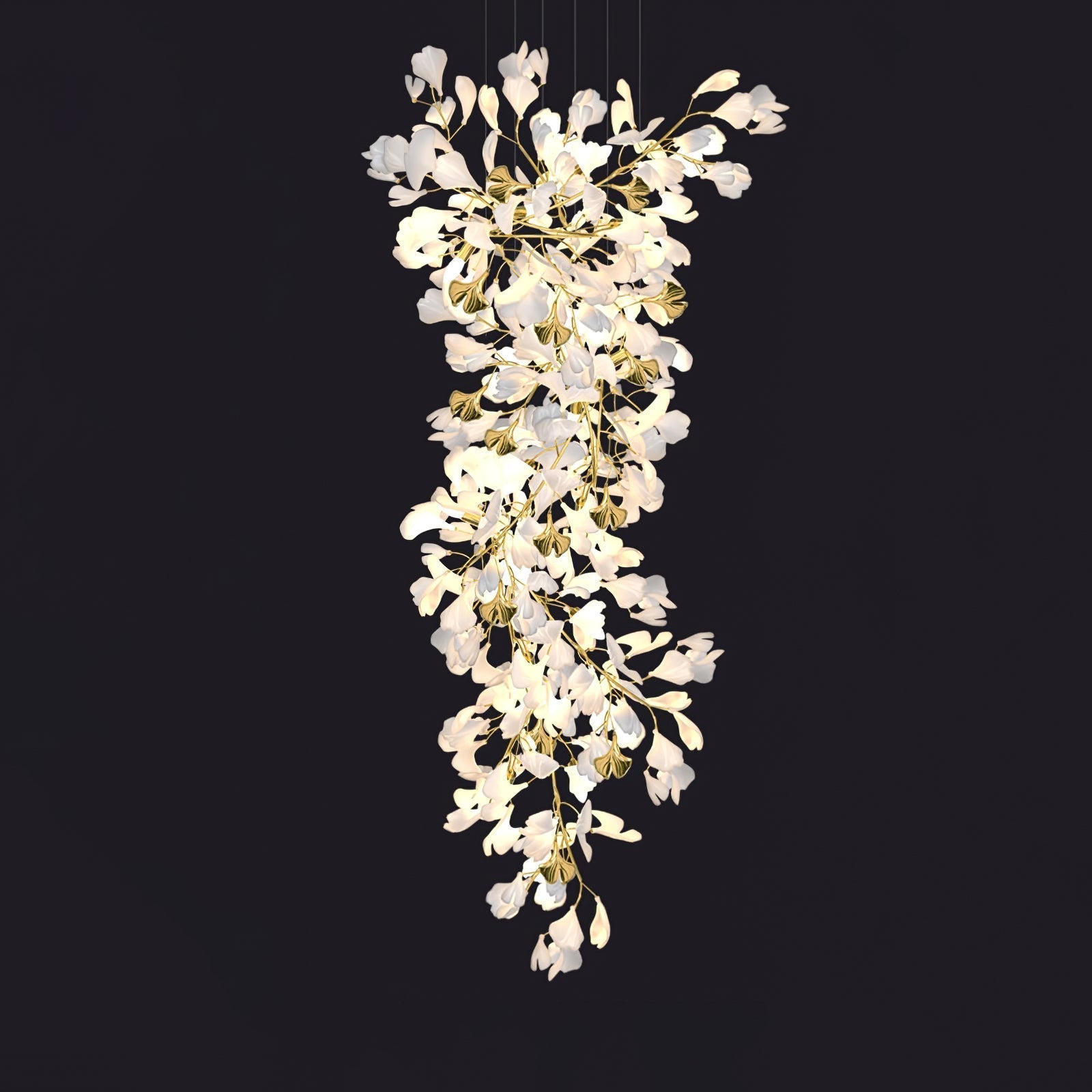 Olivia Kronleuchter Keramik Ginkgo Luxus-Letslighting
