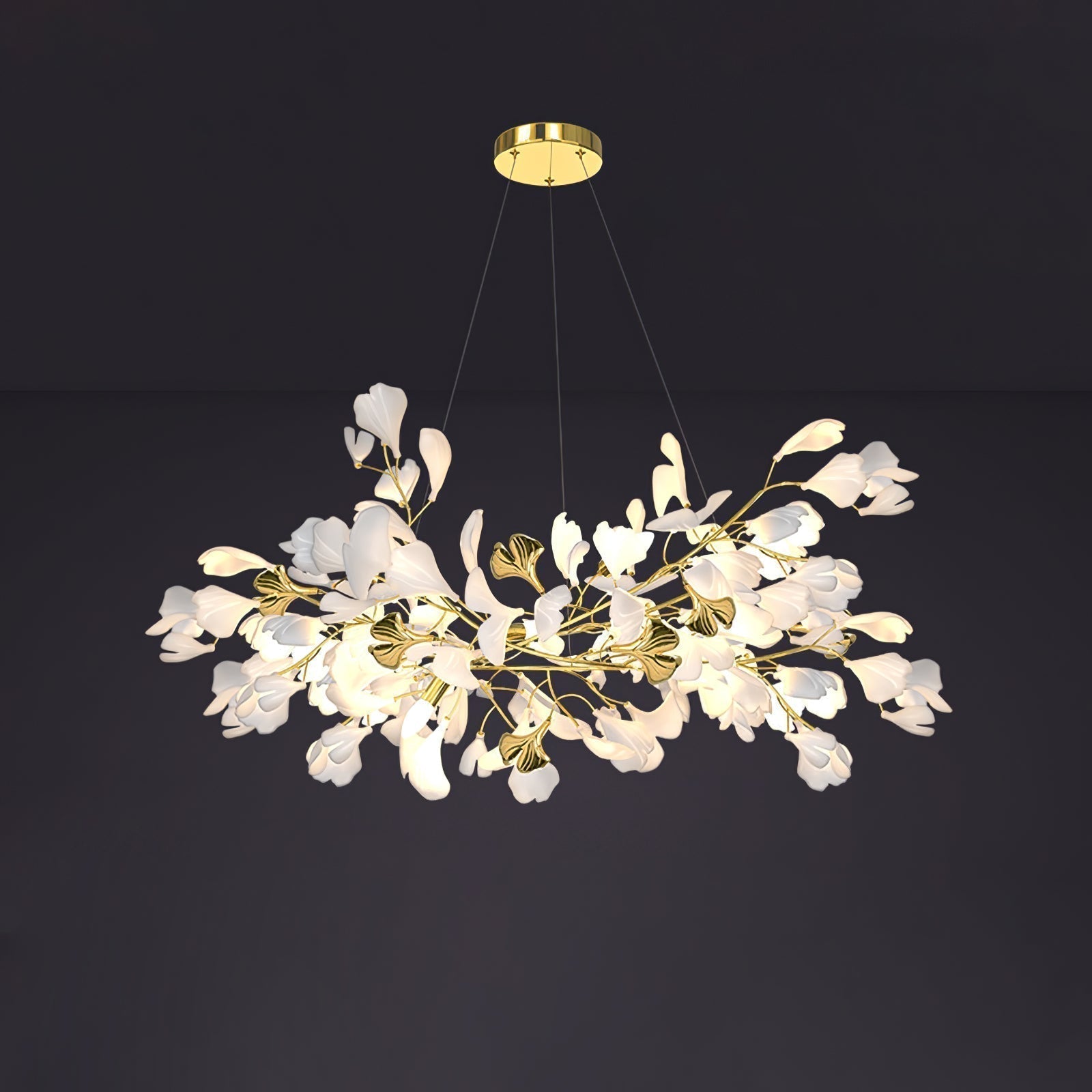 Olivia Kronleuchter Keramik Ginkgo Luxus-Letslighting