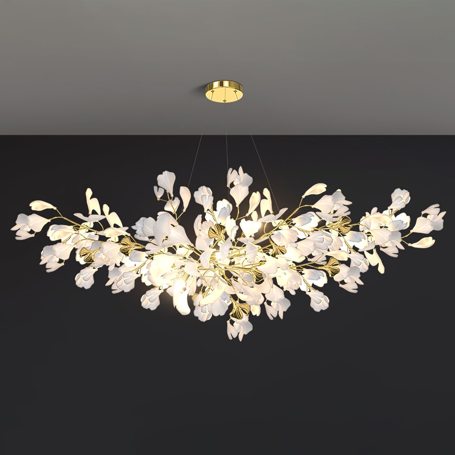 Olivia Kronleuchter Keramik Ginkgo Luxus-Letslighting
