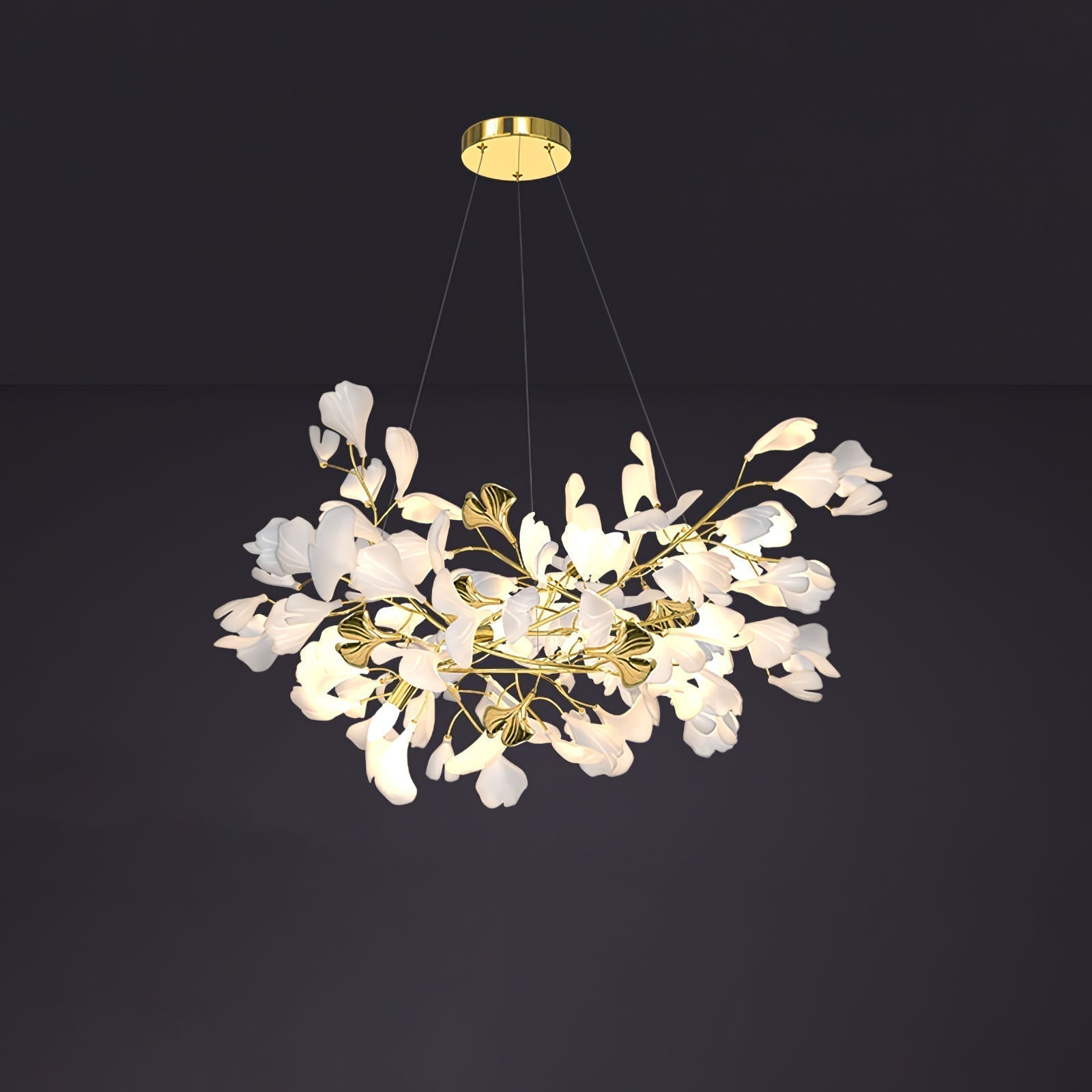 Olivia Kronleuchter Keramik Ginkgo Luxus-Letslighting