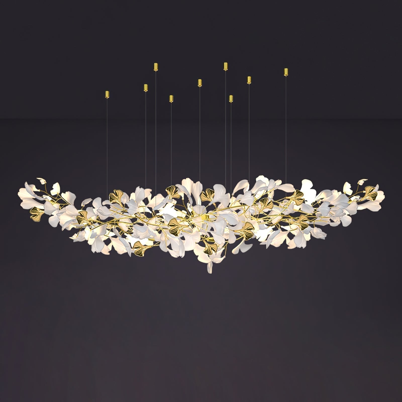Olivia Kronleuchter Keramik Ginkgo Luxus-Letslighting