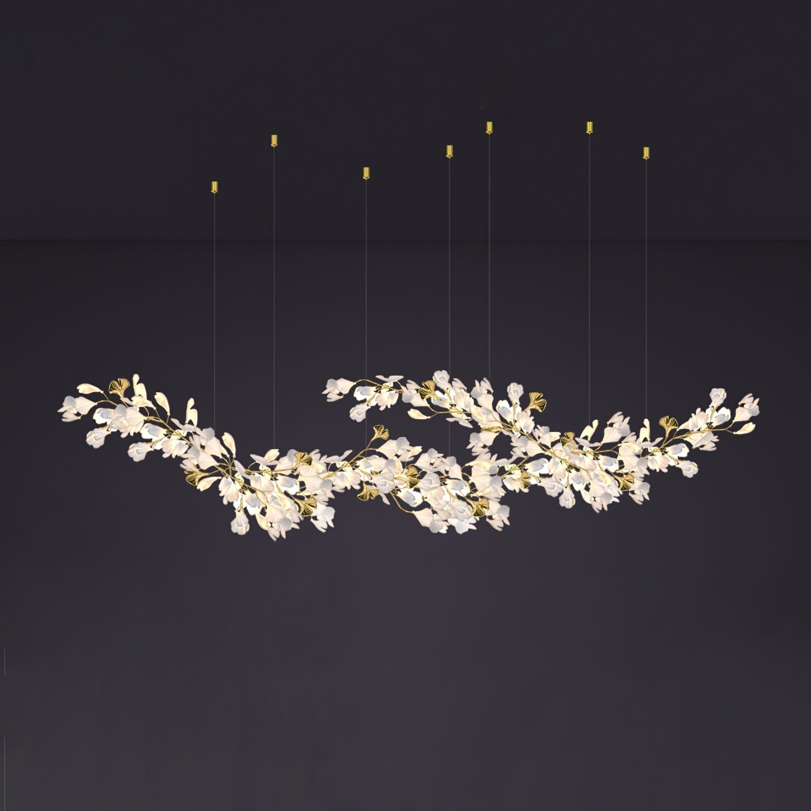 Olivia Kronleuchter Keramik Ginkgo Luxus-Letslighting