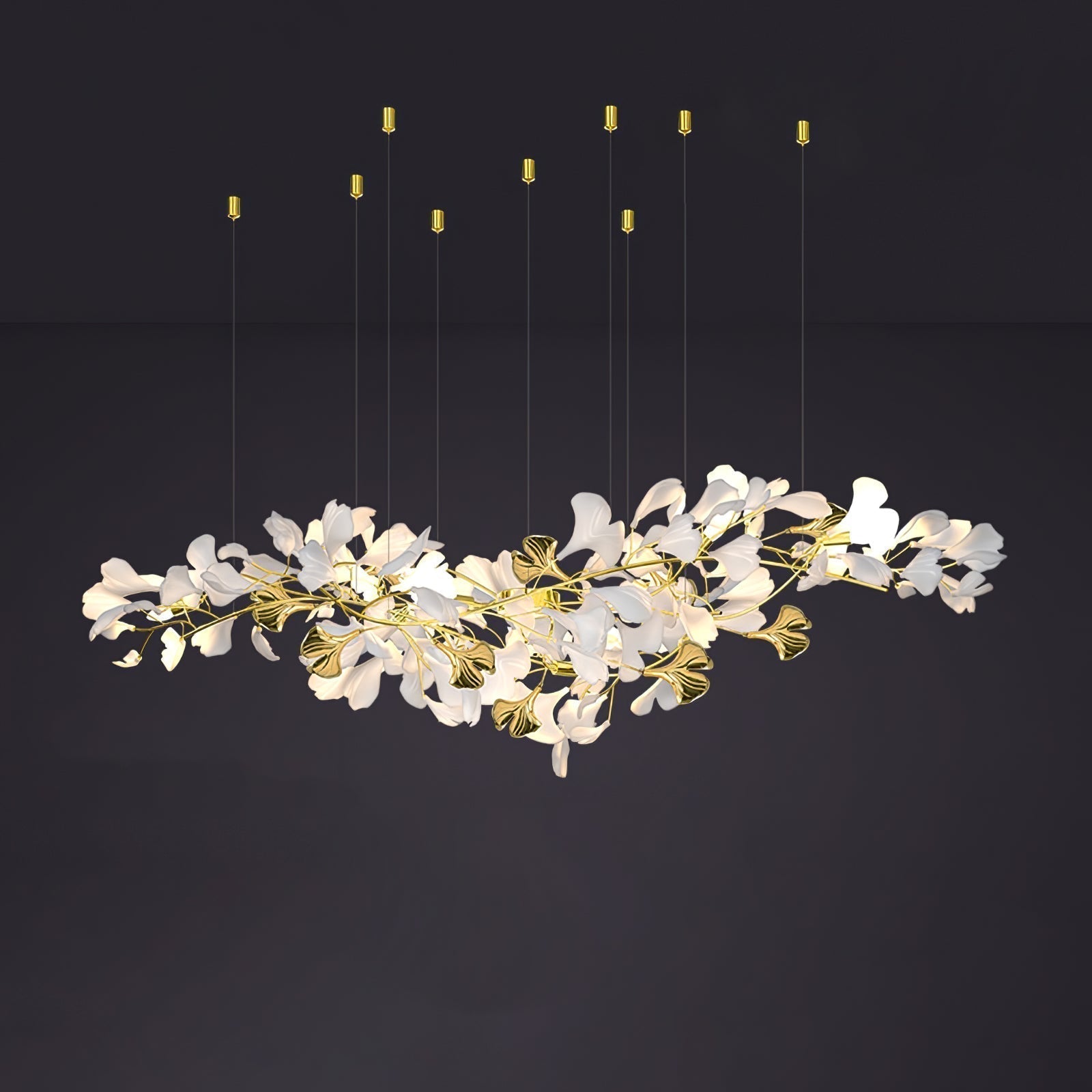 Olivia Kronleuchter Keramik Ginkgo Luxus-Letslighting