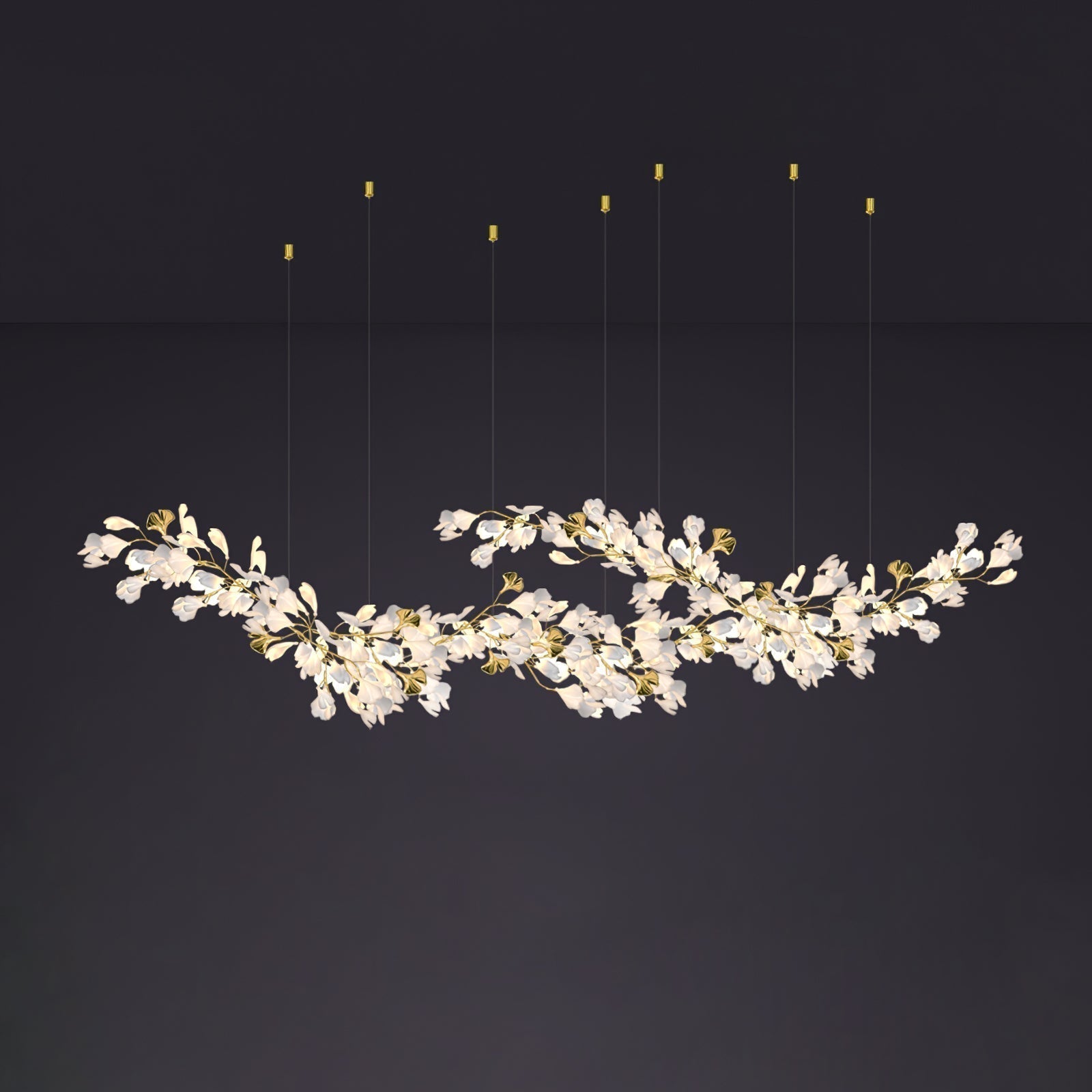 Olivia Kronleuchter Keramik Ginkgo Luxus-Letslighting