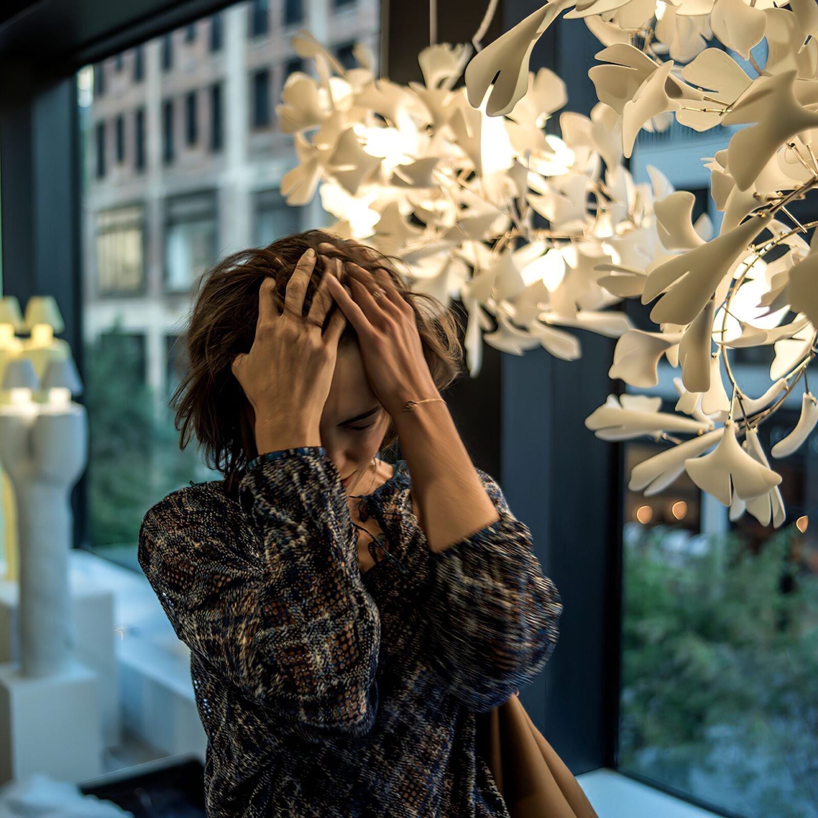 Olivia Keramik Gingko Blatt Kronleuchter-Letslighting
