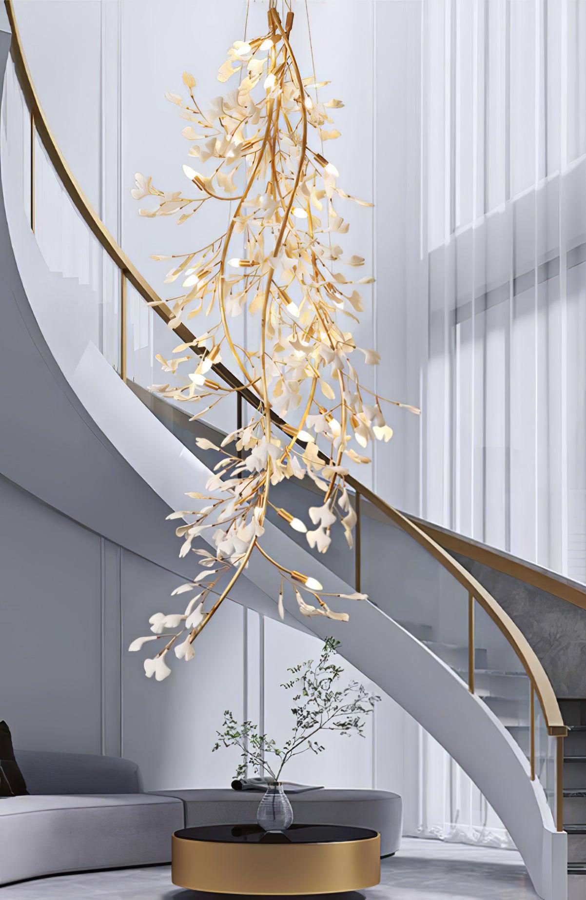 Ivmarel Gingko-Keramik-Kronleuchter mit langem Zweig-Letslighting