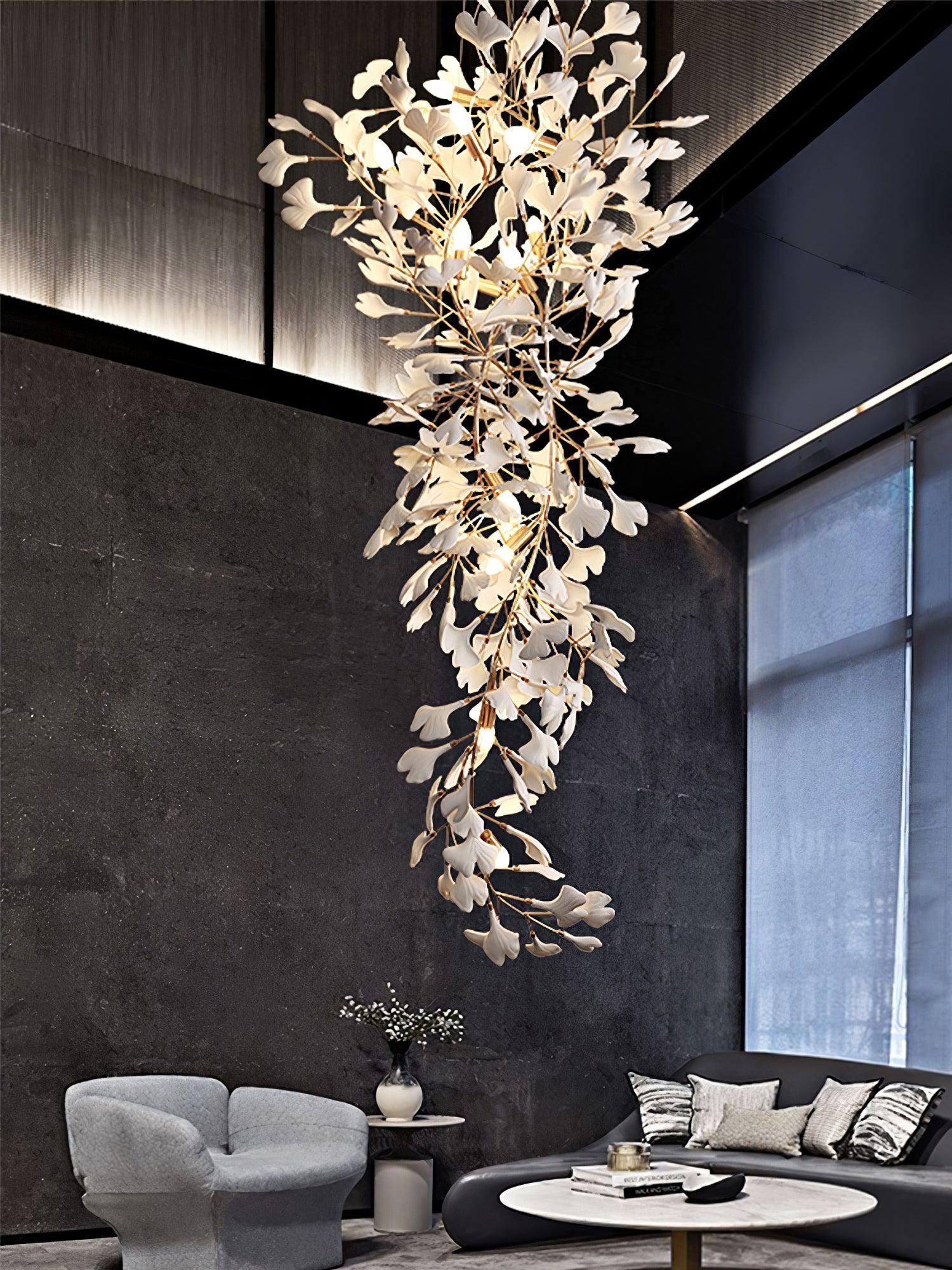 Ivmarel Gingko-Keramik-Kronleuchter mit langem Zweig-Letslighting