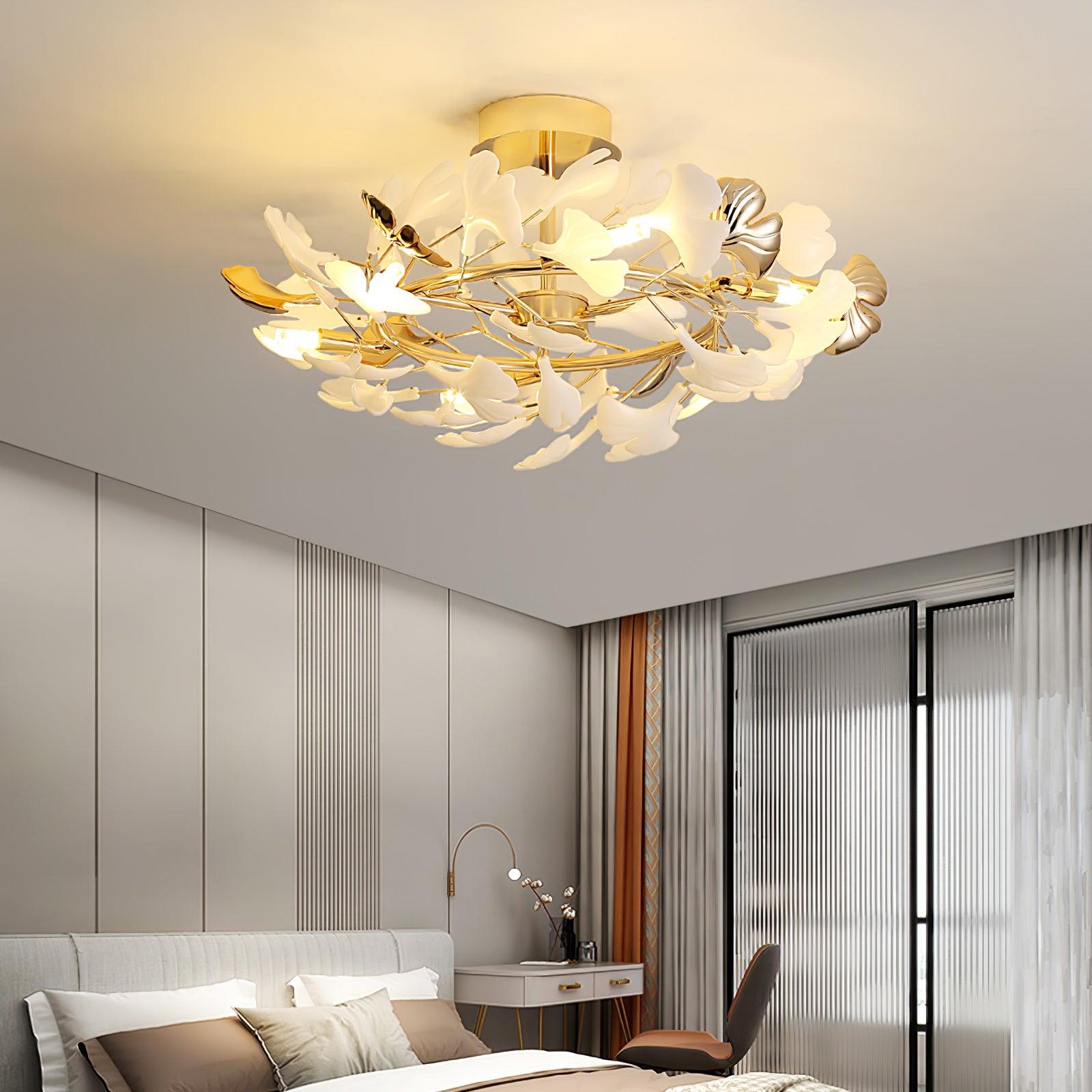 Artheel Premium Nordisch Kunst Gingko Drehend Keramik Deckenleuchte-Letslighting