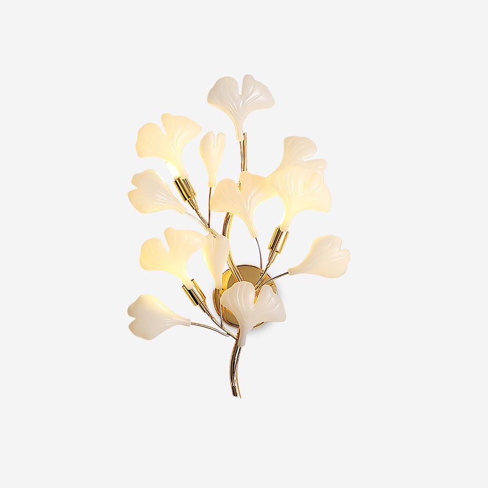 Wall Lamp Gingko Ceramic Petal Shades Gold Art Nouveau - Letslighting
