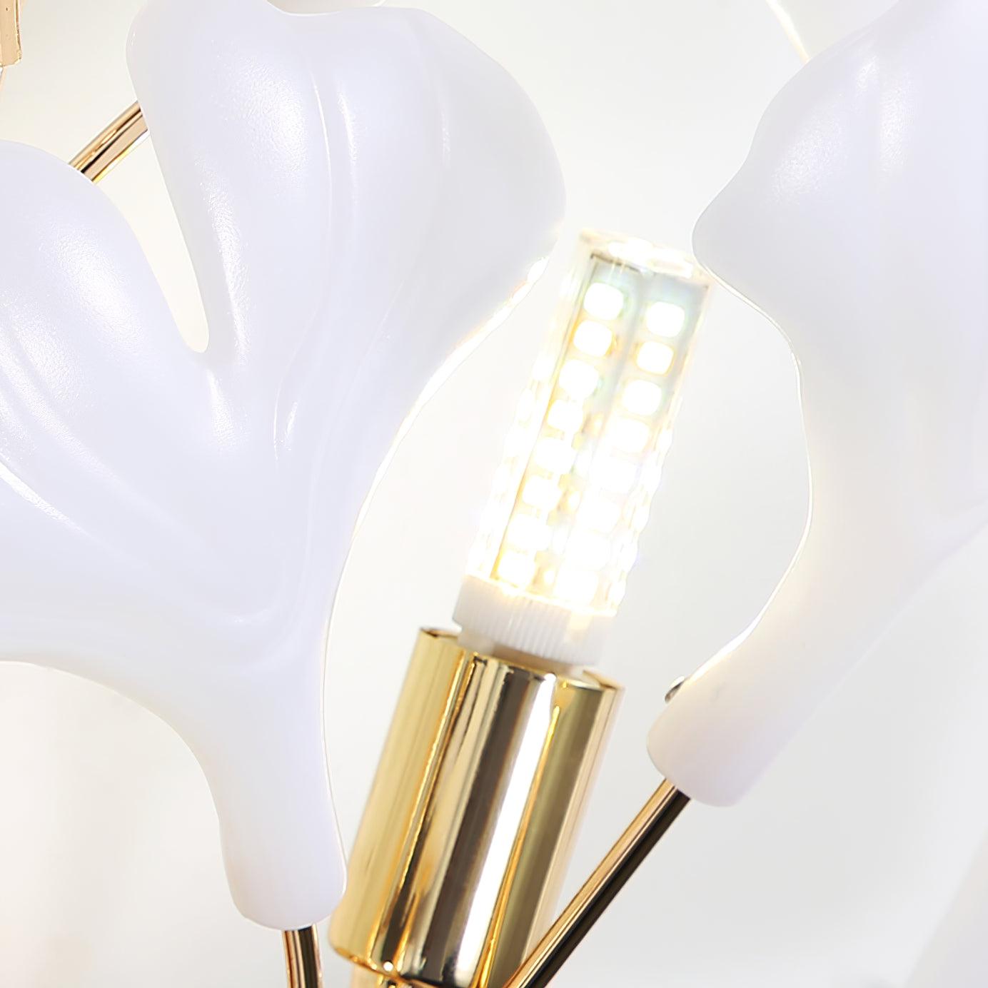 Wall Lamp Gingko Ceramic Petal Shades Gold Art Nouveau - Letslighting