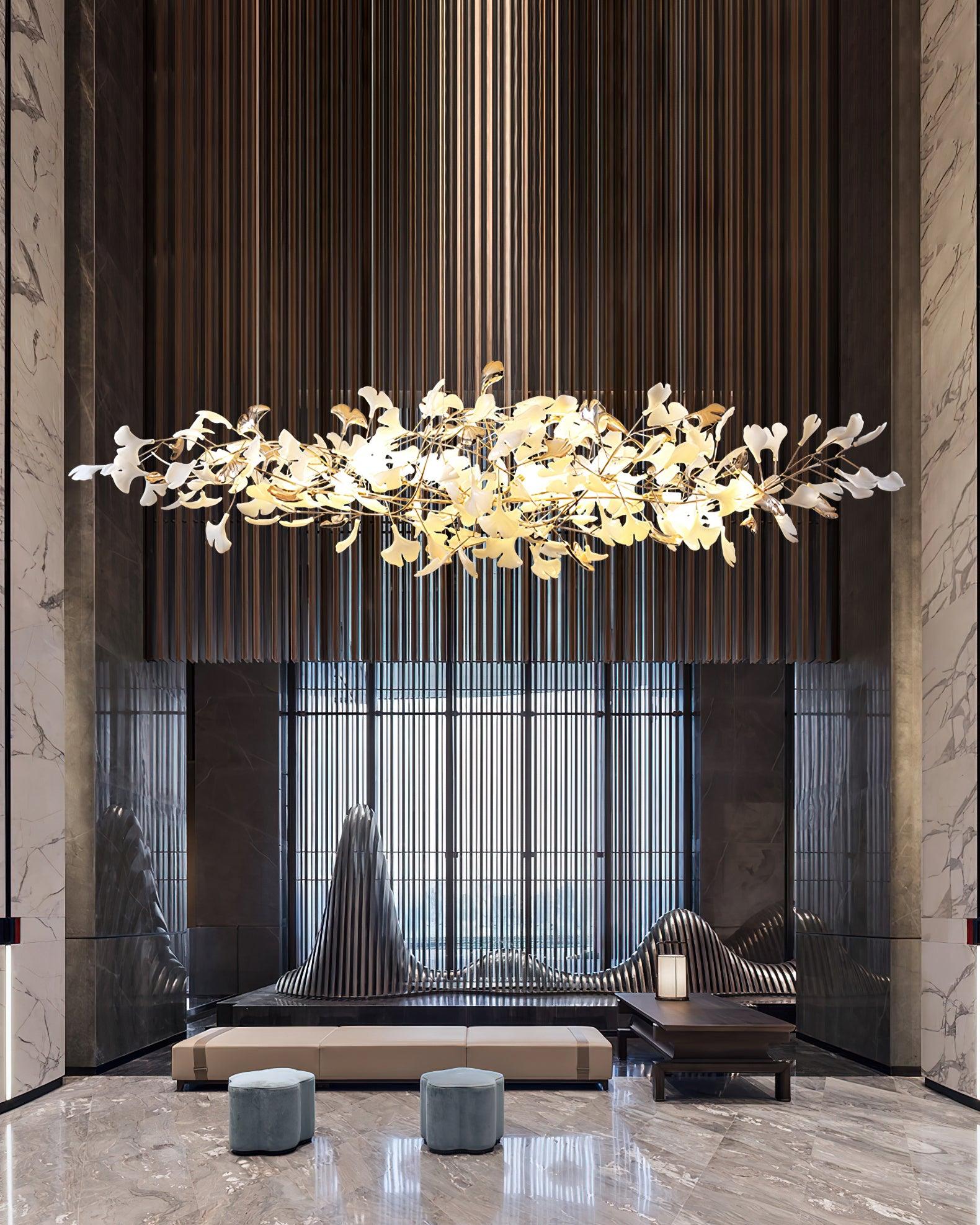 Unoryra Postmoderner Luxus-Kronleuchter aus Ginkgo-Wolkenkeramik-Letslighting