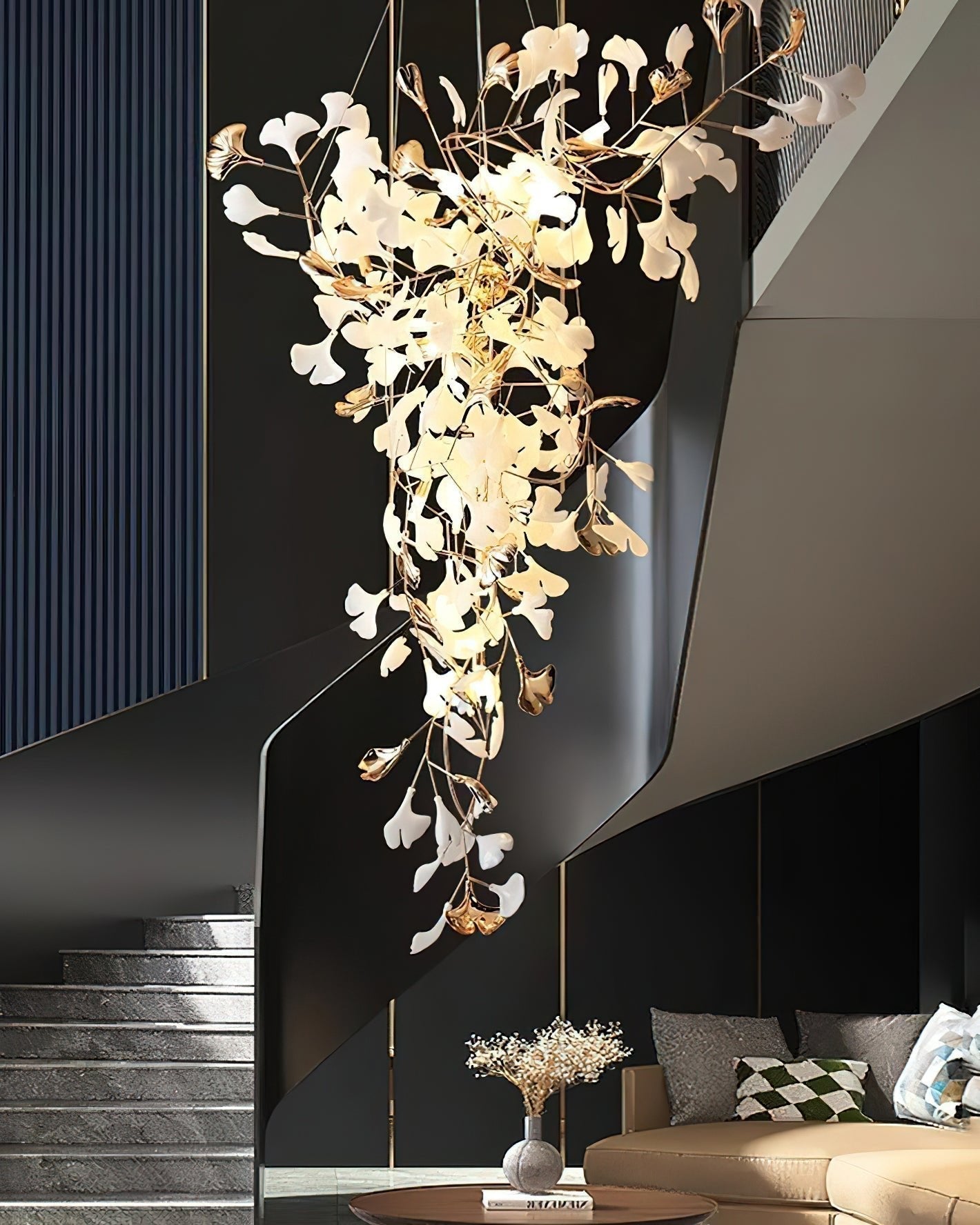 Olivia Keramik Gingko Kronleuchter Spitze fliegen-Letslighting