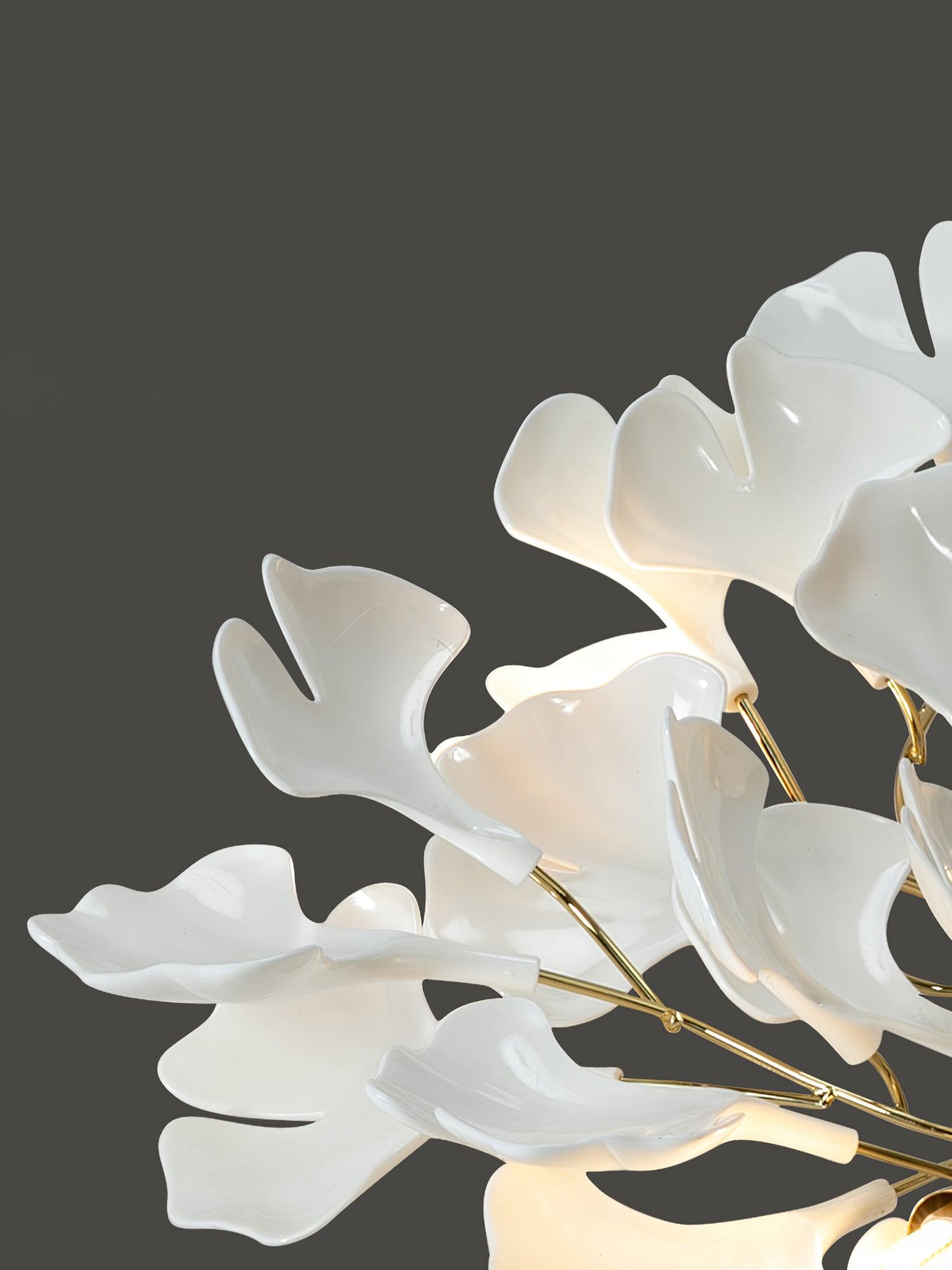 Solara Deckenleuchte Gingkoblätter mit Messingzweig-Letslighting