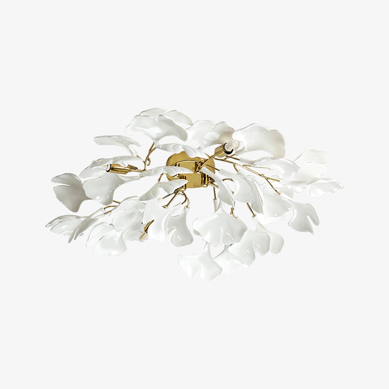Solara Deckenleuchte Gingkoblätter mit Messingzweig-Letslighting