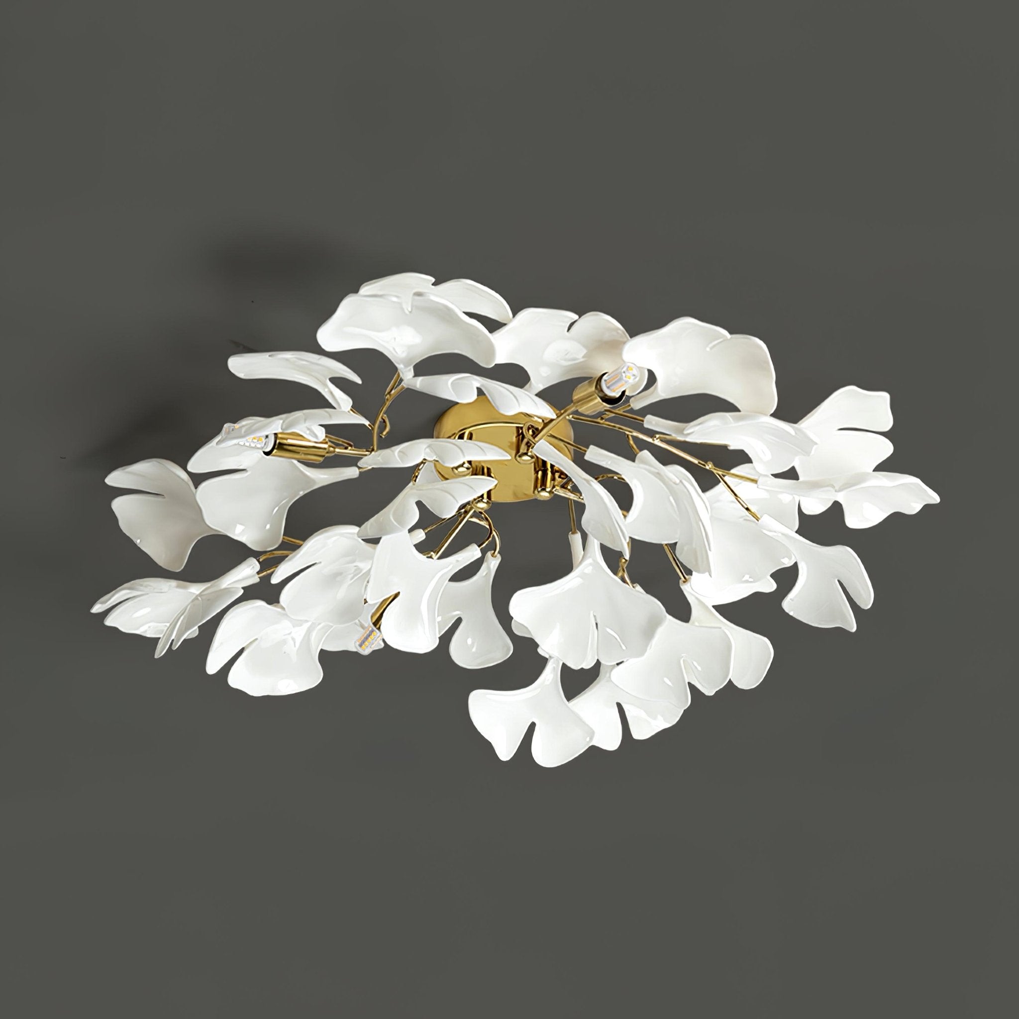 Solara Deckenleuchte Gingkoblätter mit Messingzweig-Letslighting