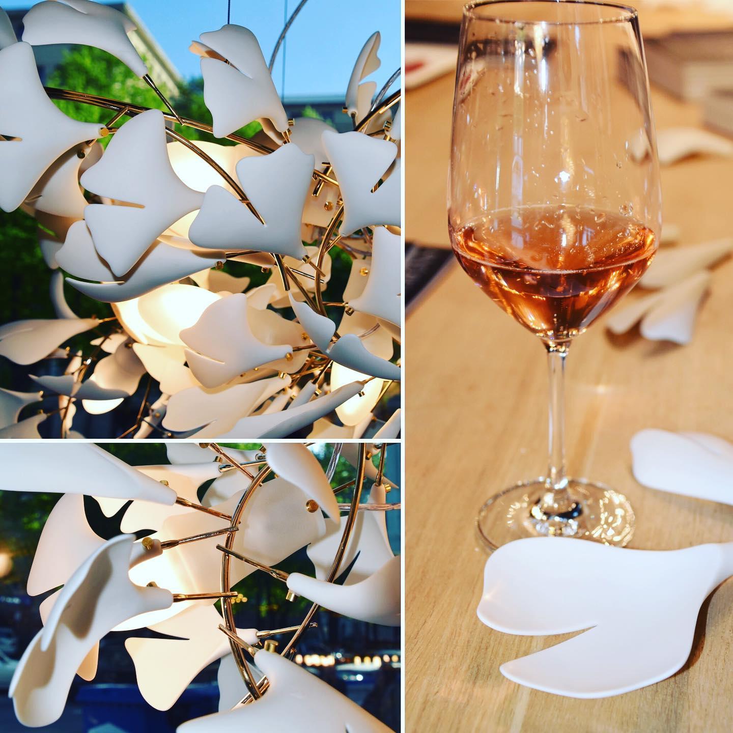 Chandelier Metal Frame Ceramic Gingko Leaf Shade White Gold Modern - Letslighting