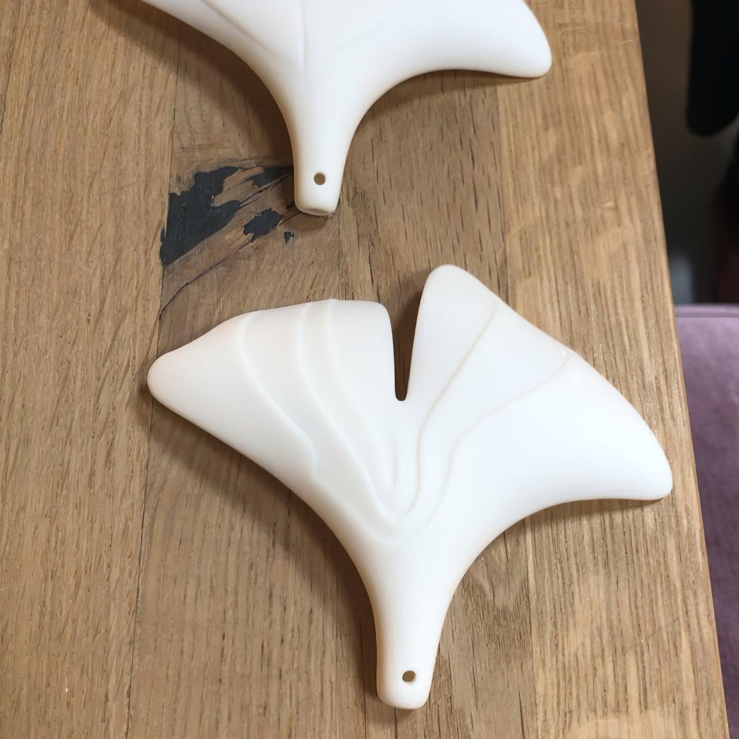 Chandelier Metal Frame Ceramic Gingko Leaf Shade White Gold Modern - Letslighting